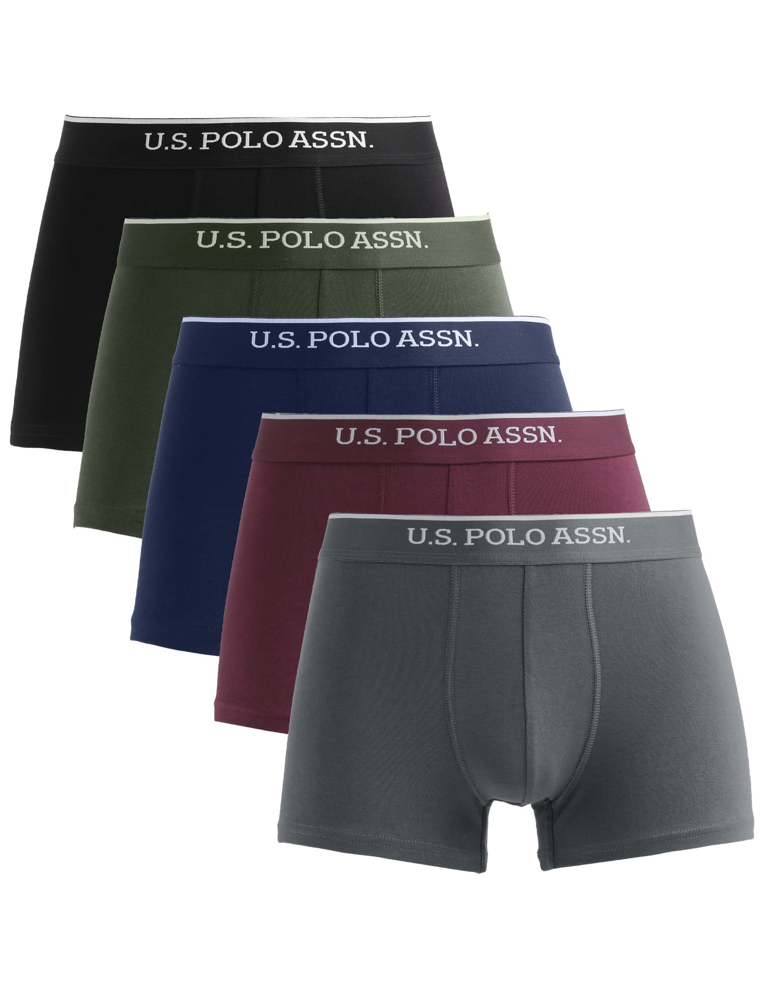 Solid Elastic Waistband ET004-P5 Trunks - Pack Of 5 Multi-colour - U.S. Polo Assn. India | Large