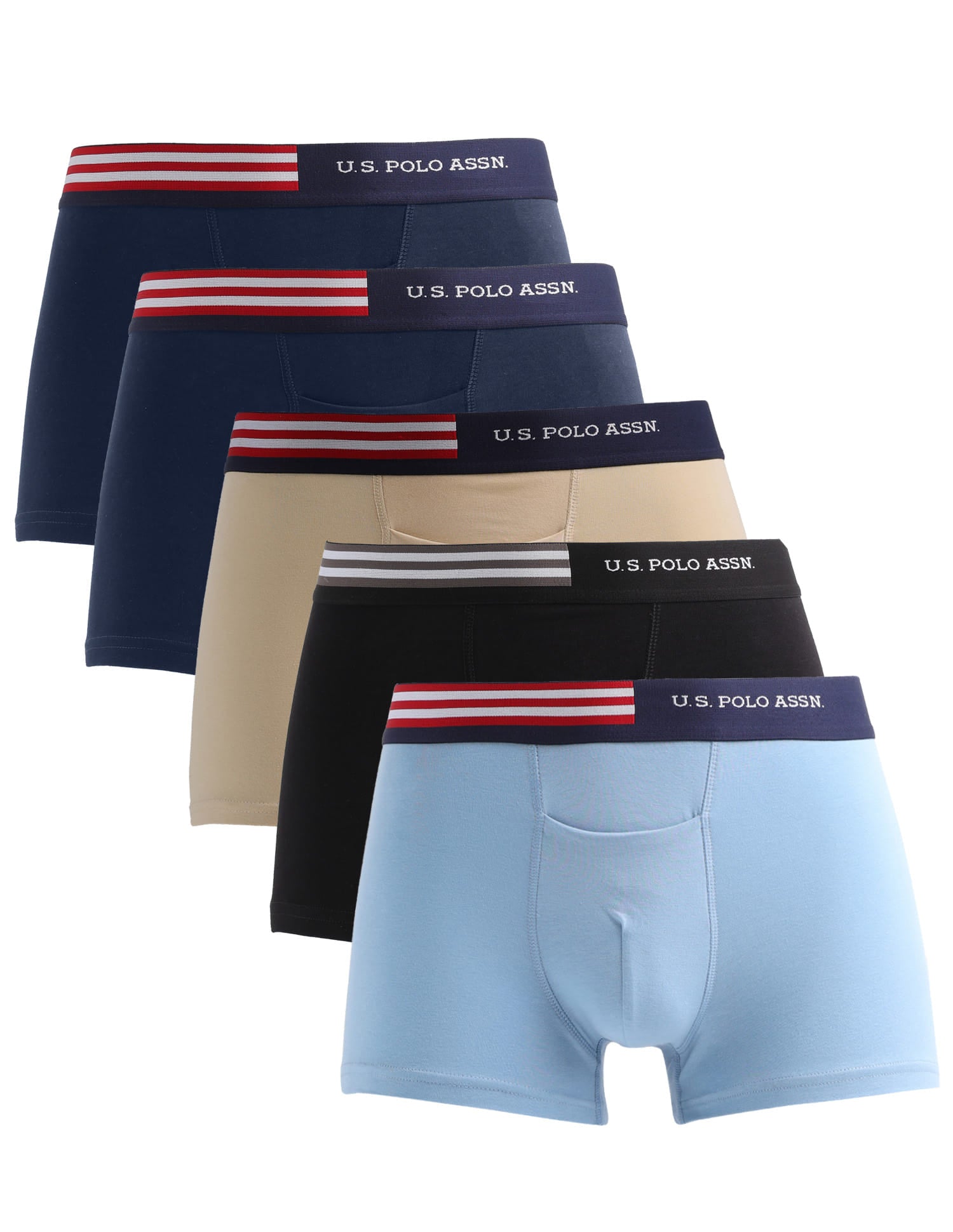 Solid Elastic Waistband OET06-P5 Trunks - Pack Of 5 Multi-colour - U.S. Polo Assn. India | Large