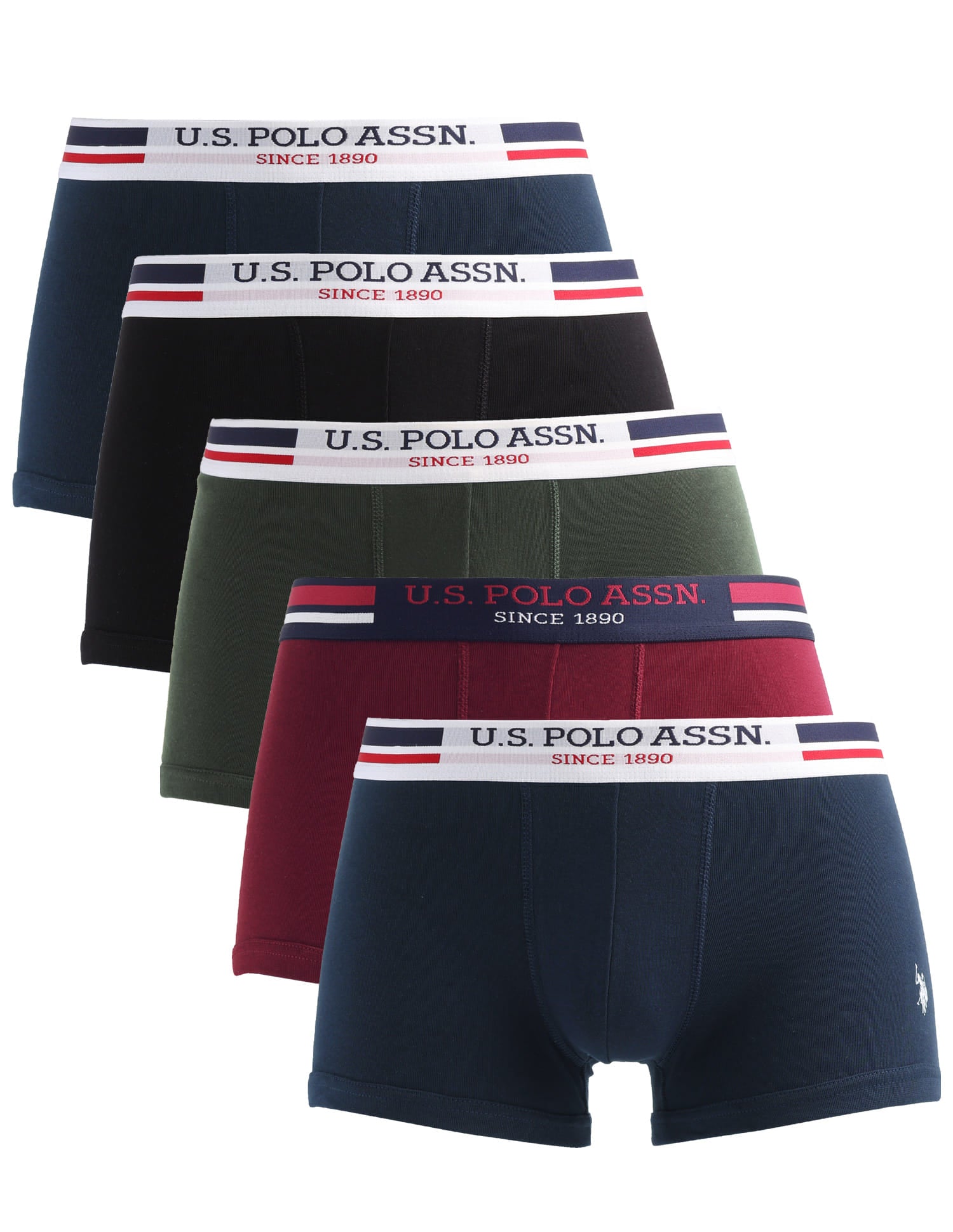Solid Logo Waistband I641-P5 Trunks - Pack Of 5 Multi-colour - U.S. Polo Assn. India | Large