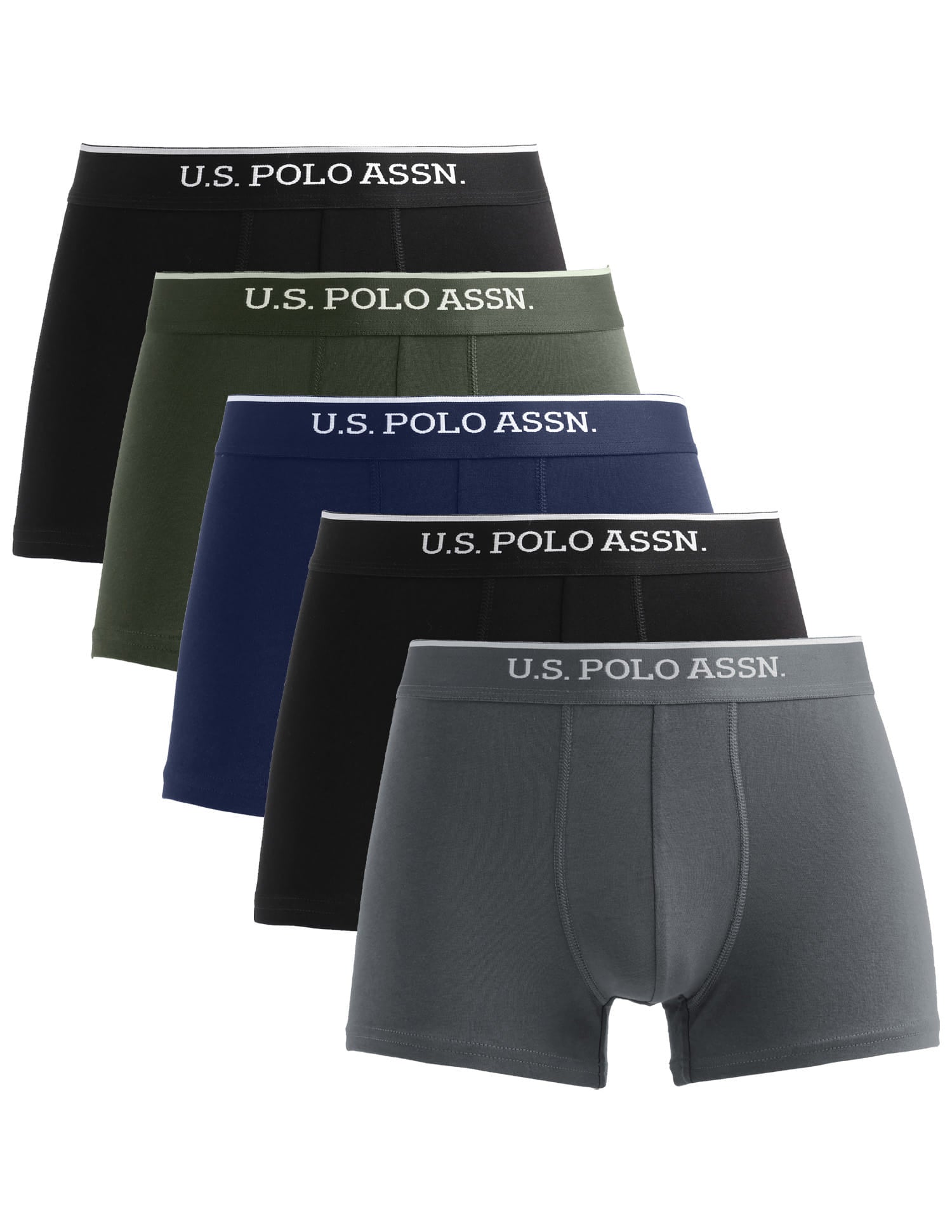 Solid Mid Rise ET004-P5 Trunks - Pack Of 5 Multi-colour - U.S. Polo Assn. India | Large