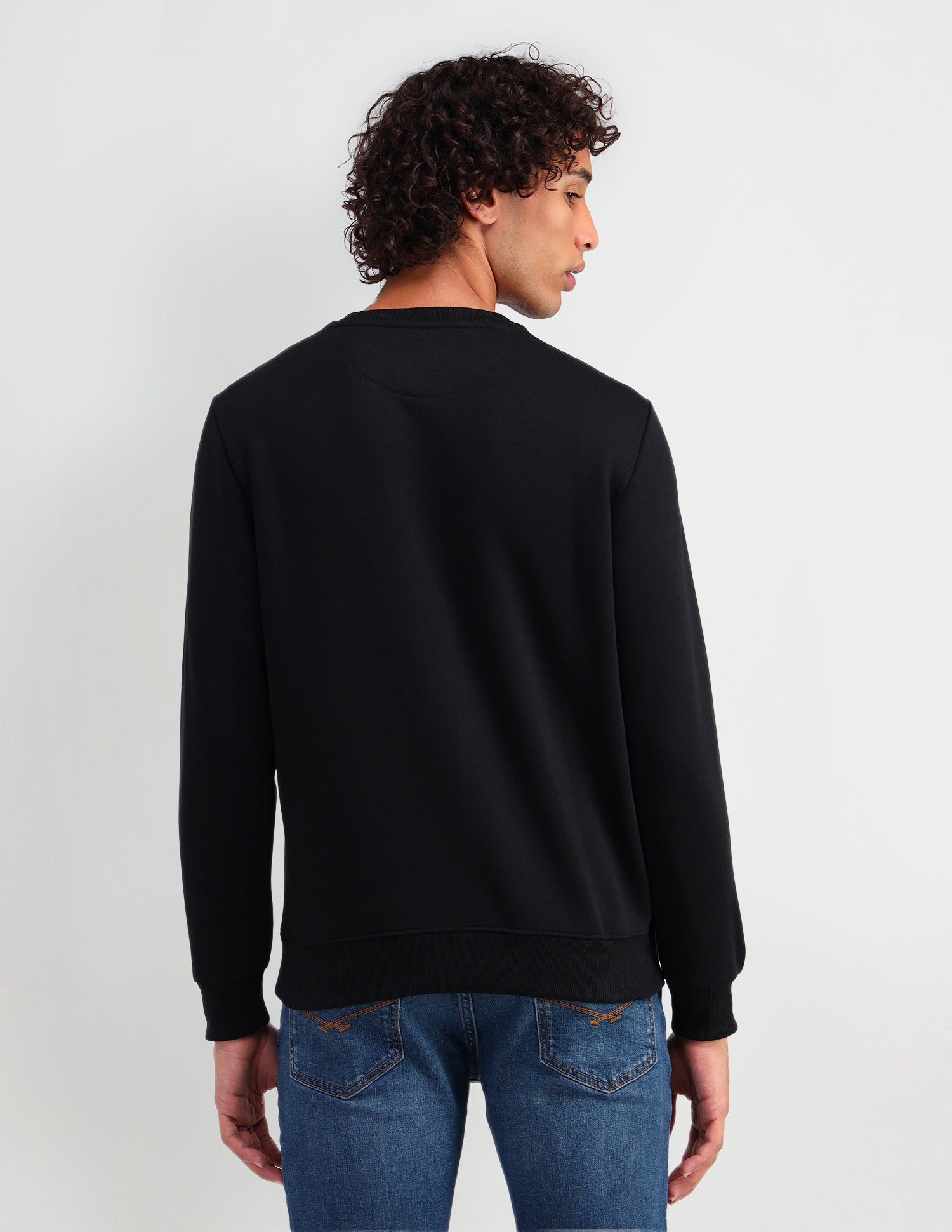 Crew Neck Brand Printed Sweatshirt Black - U.S. Polo Assn. India | Large