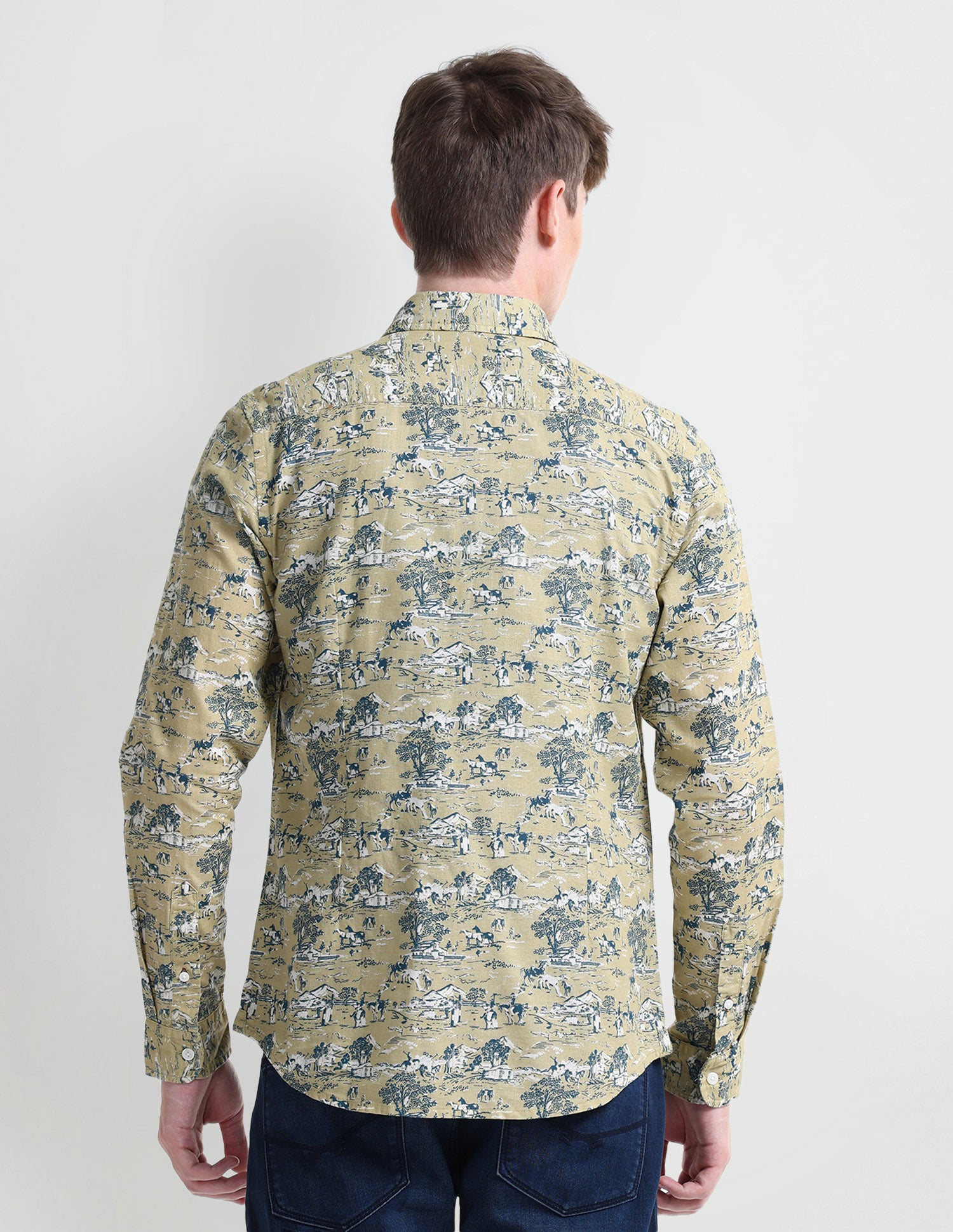 All-over Slim Fit Shirt Khaki - U.S. Polo Assn. India | Large