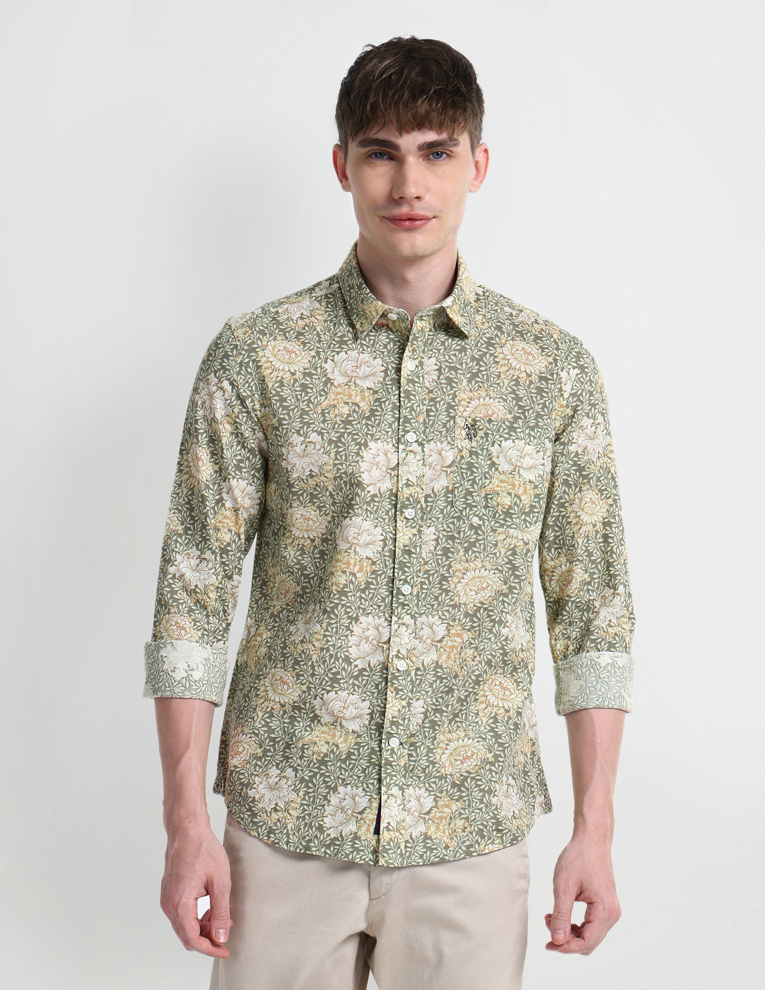 Floral Slim Fit Shirt Green - U.S. Polo Assn. India | Large