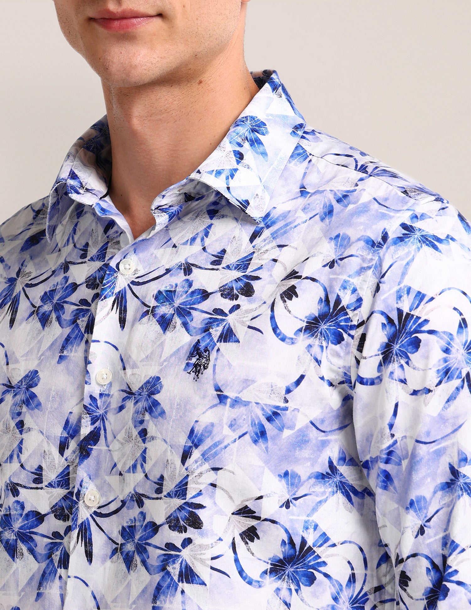 Floral Regular Fit Shirt Blue - U.S. POLO ASSN. | Large