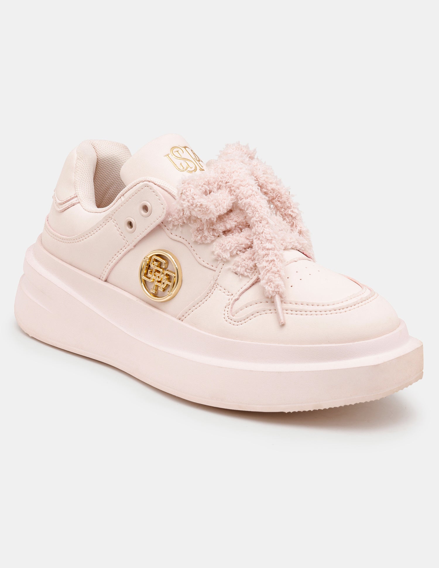 Women Burna 2.0 Round Toe Fur Lace-Ups Sneakers Light Pink - U.S. Polo Assn. India | Large