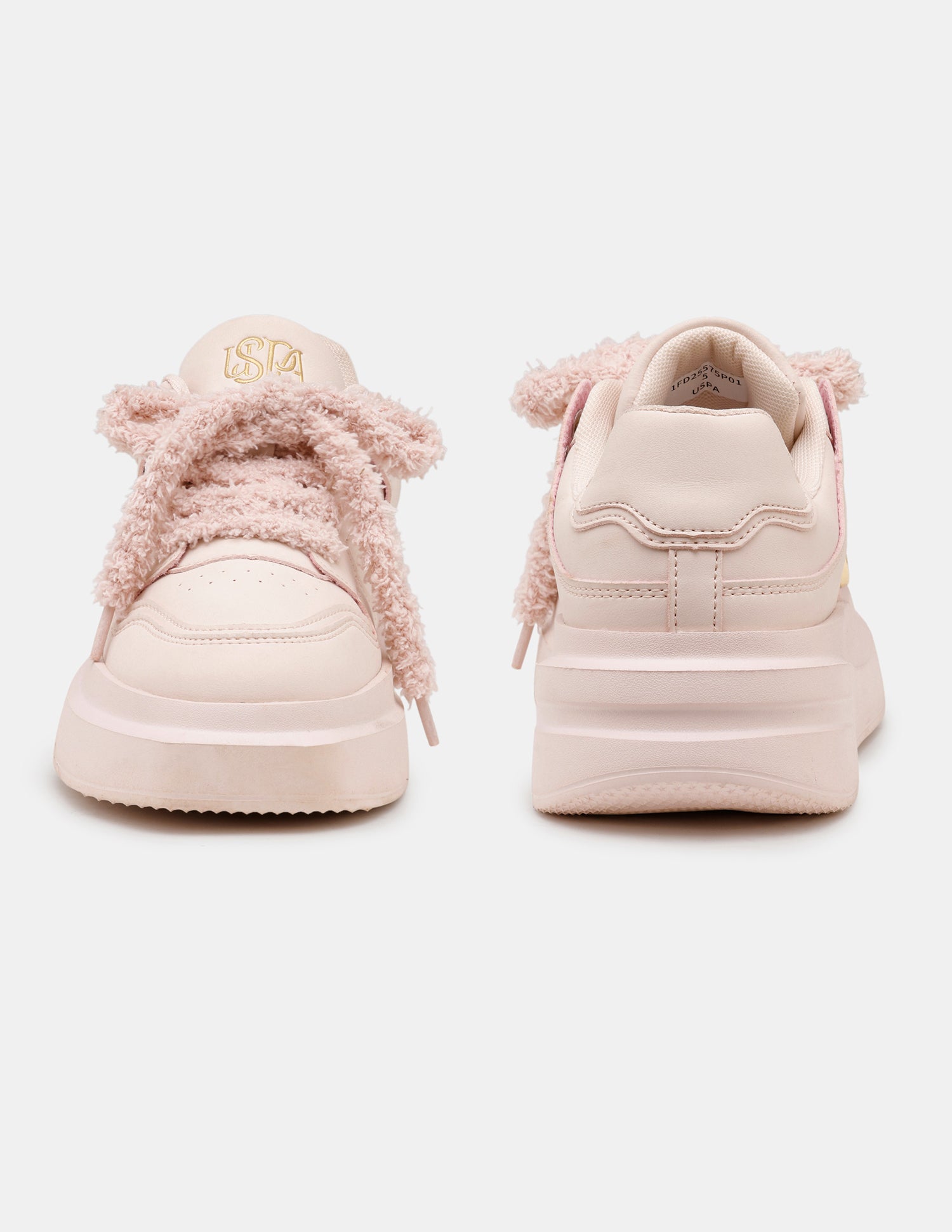 Women Burna 2.0 Round Toe Fur Lace-Ups Sneakers Light Pink - U.S. Polo Assn. India | Large