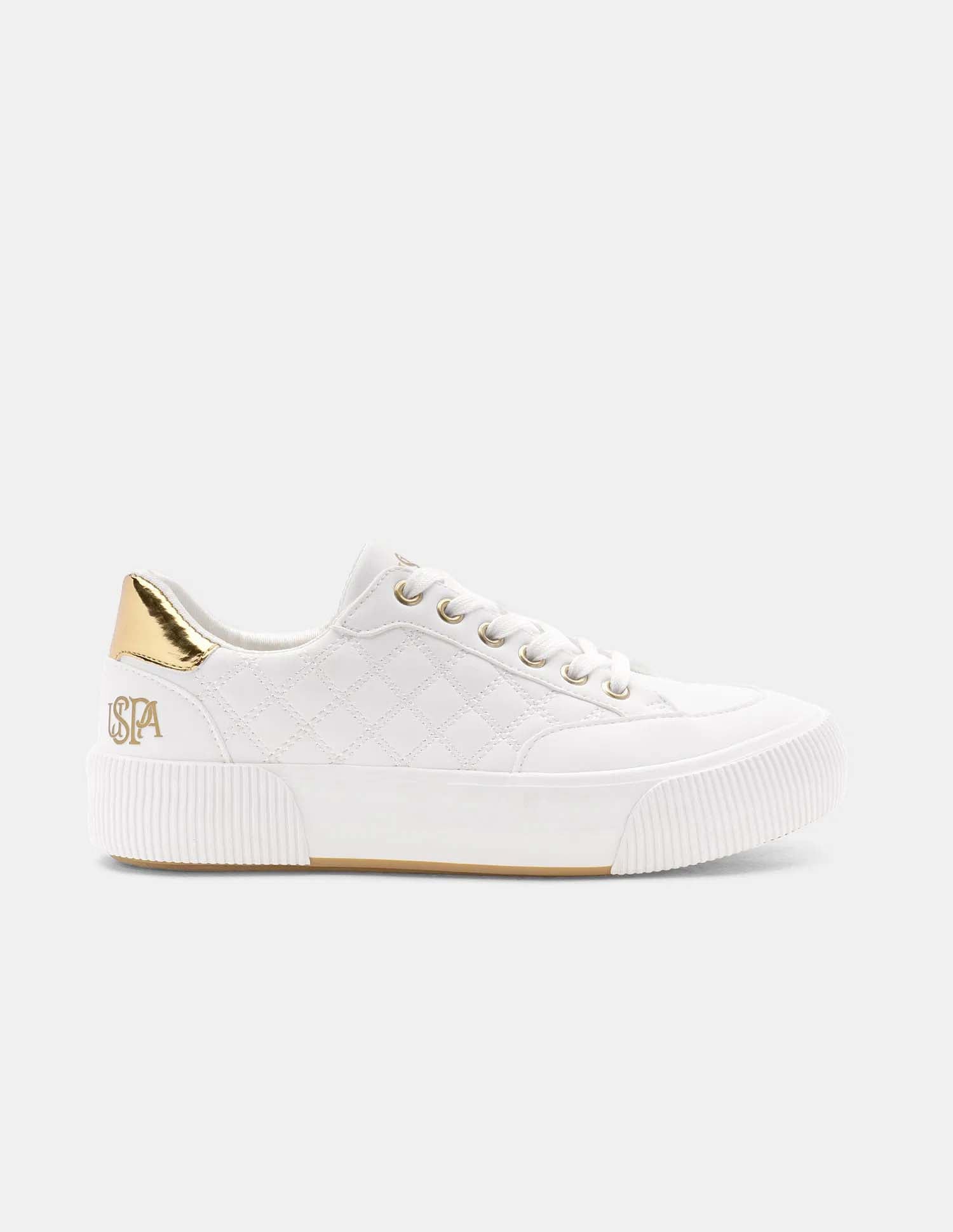 Women Textured Elsa 2.0 Metallic Sneakers Off White - U.S. POLO ASSN. | Large