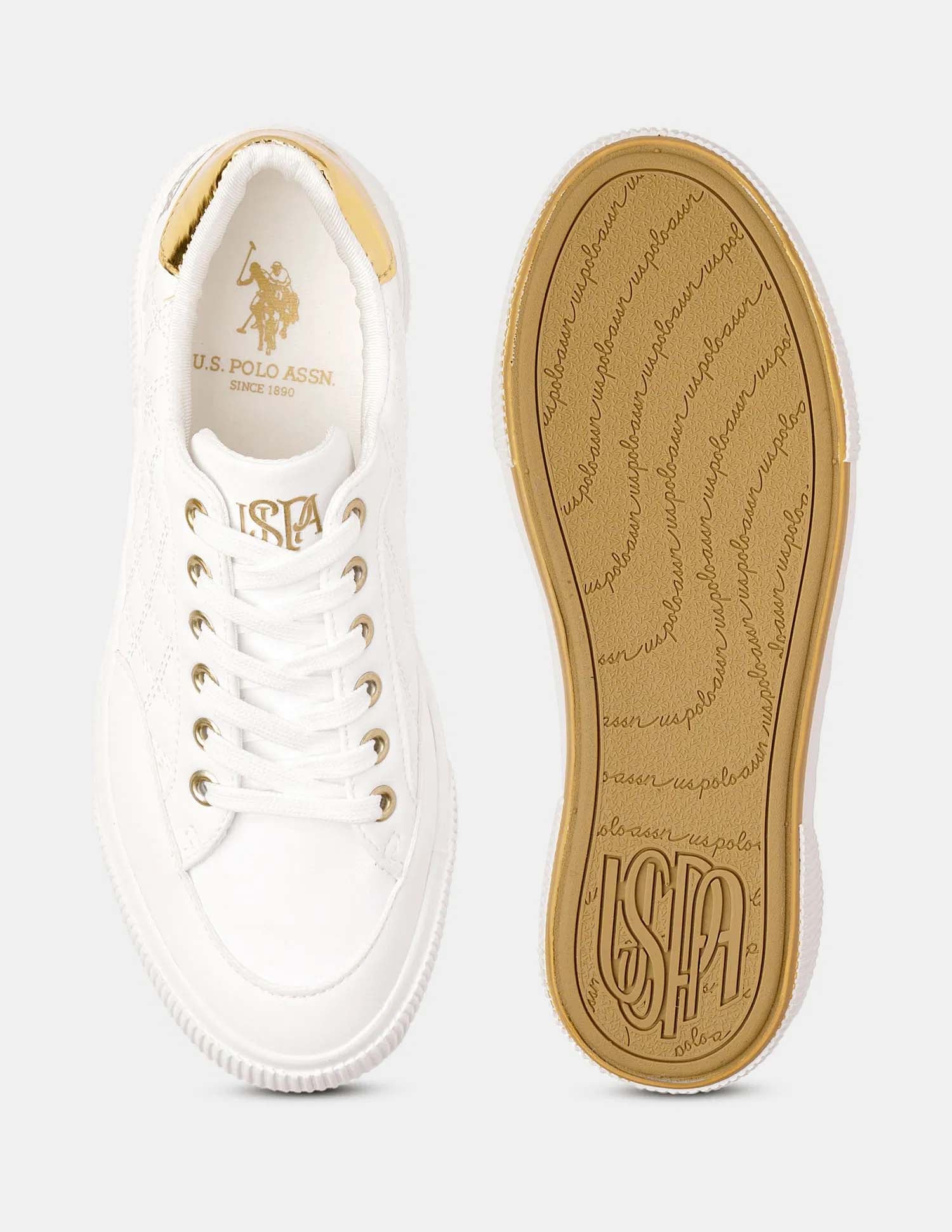 Women Textured Elsa 2.0 Metallic Sneakers Off White - U.S. POLO ASSN. | Large