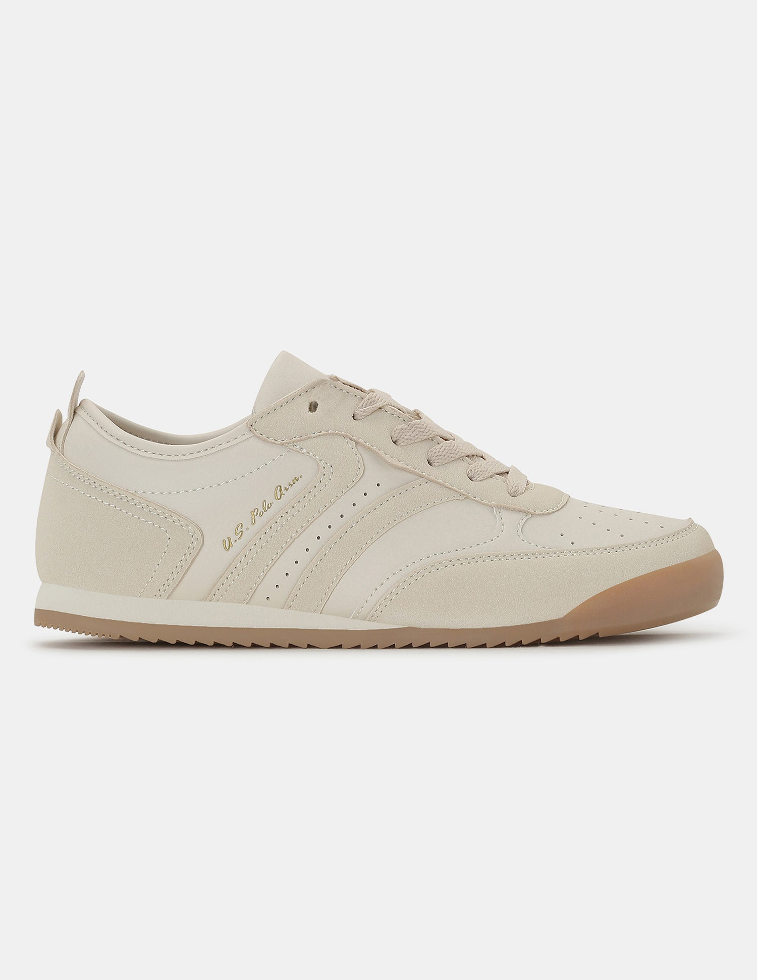U.S. Polo Assn. Women Bianca  Lace-Ups Round Toe Sneakers Beige - U.S. POLO ASSN. | Large