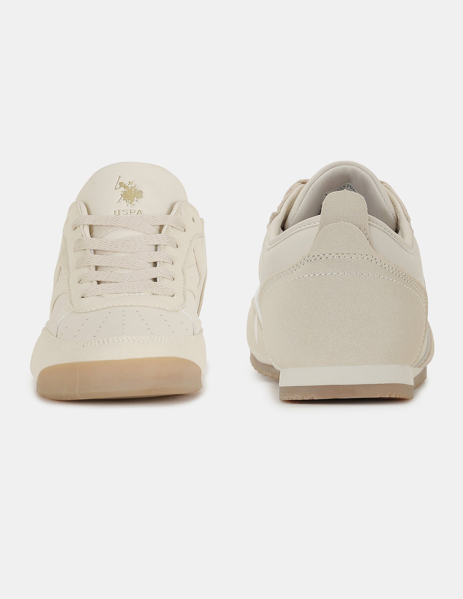 U.S. Polo Assn. Women Bianca  Lace-Ups Round Toe Sneakers Beige - U.S. POLO ASSN. | Large