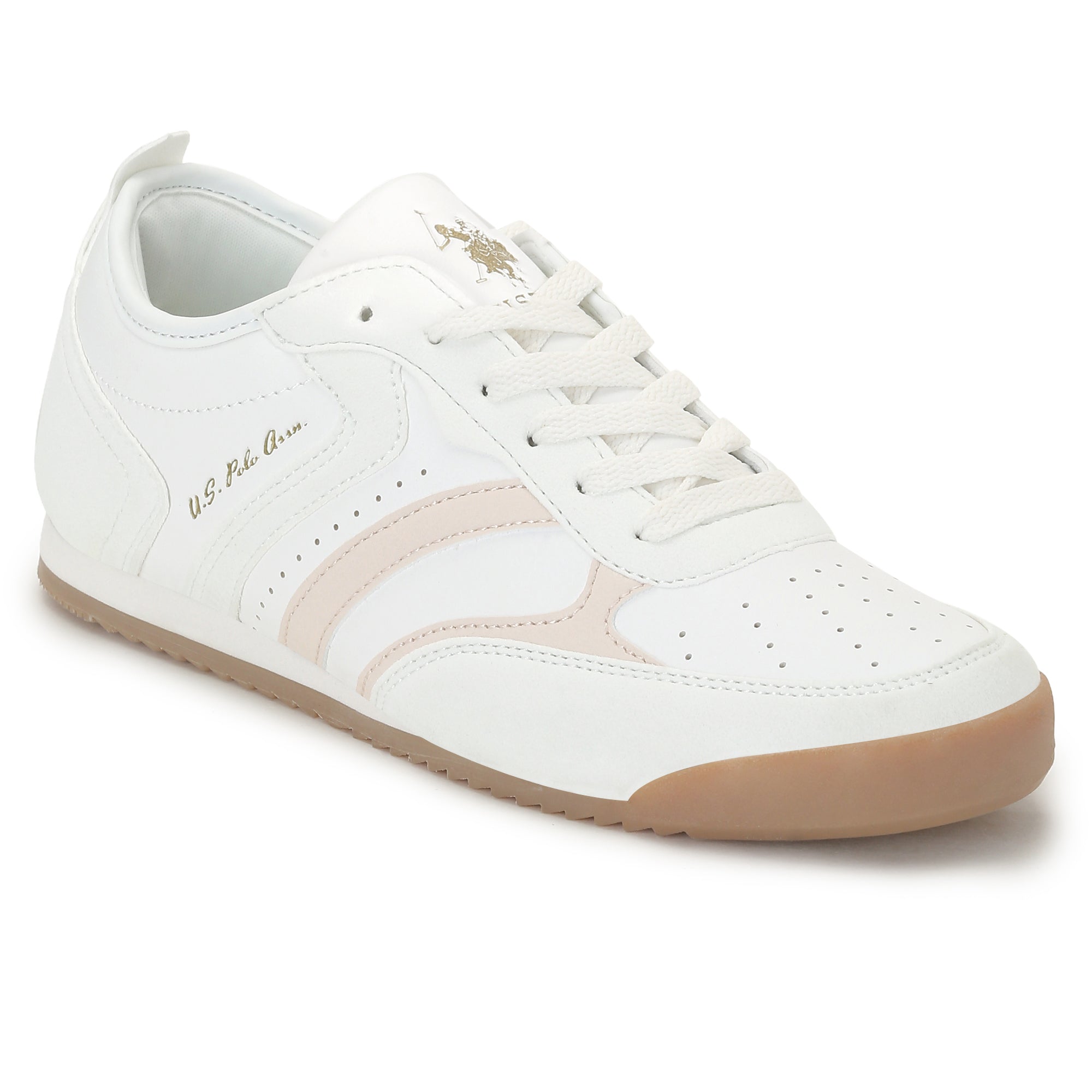 U.S. Polo Assn. Women Bianca  Lace-Ups Round Toe Sneakers White - U.S. POLO ASSN. | Large