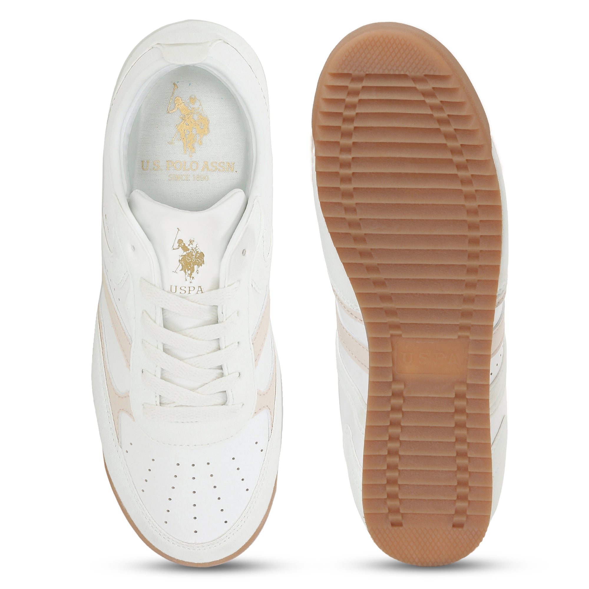 U.S. Polo Assn. Women Bianca  Lace-Ups Round Toe Sneakers White - U.S. POLO ASSN. | Large