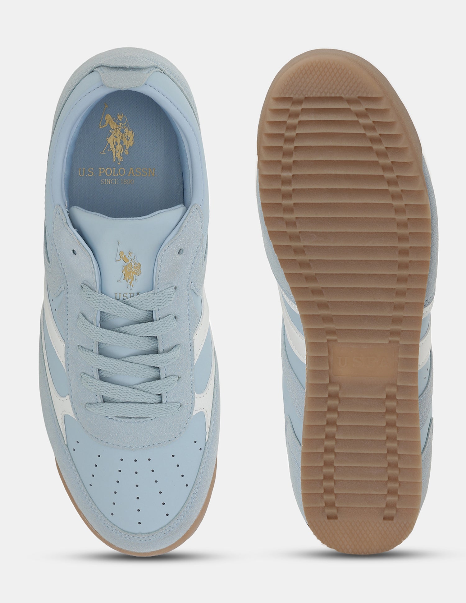 U.S. Polo Assn. Women Bianca  Lace-Ups Round Toe Sneakers Light Blue - U.S. POLO ASSN. | Large