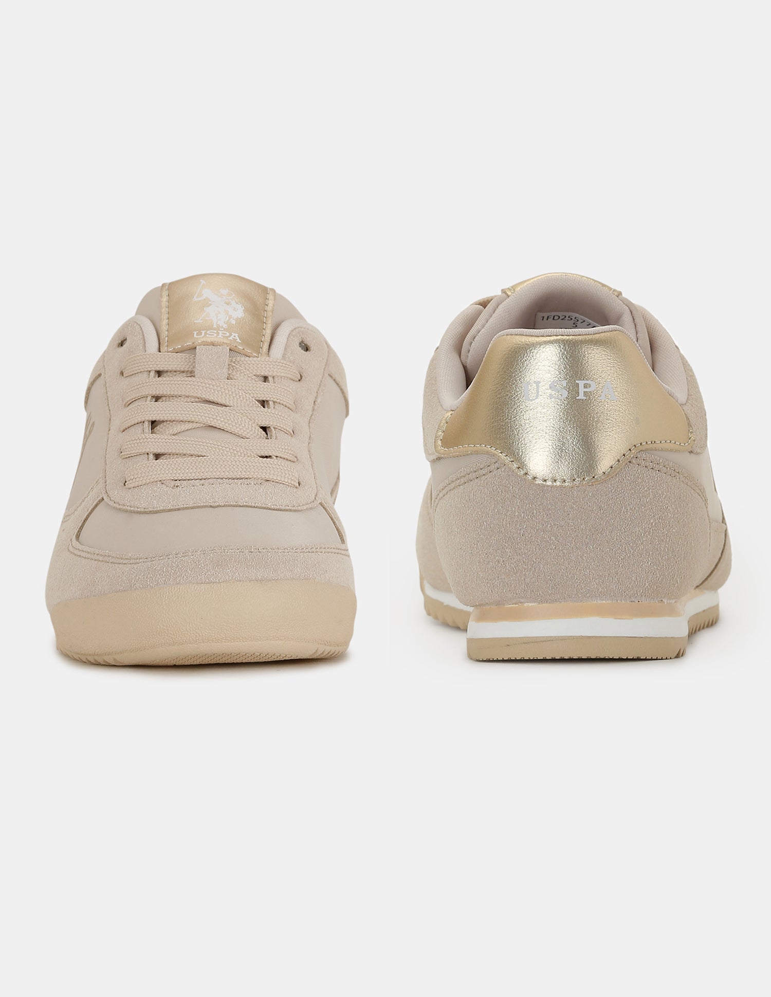 U.S. Polo Assn. Women Eduarda Textured Lace Up Sneakers Beige - U.S. POLO ASSN. | Large