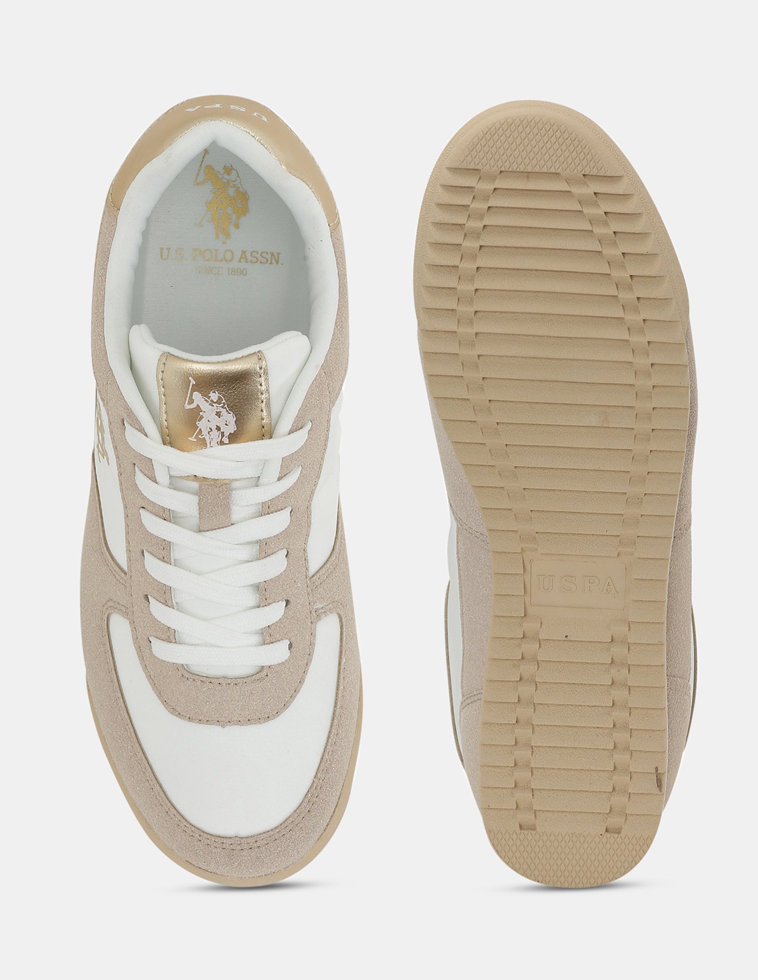 U.S. Polo Assn. Women Eduarda Colourblocked Lace-Ups Sneakers Nude - U.S. POLO ASSN. | Large