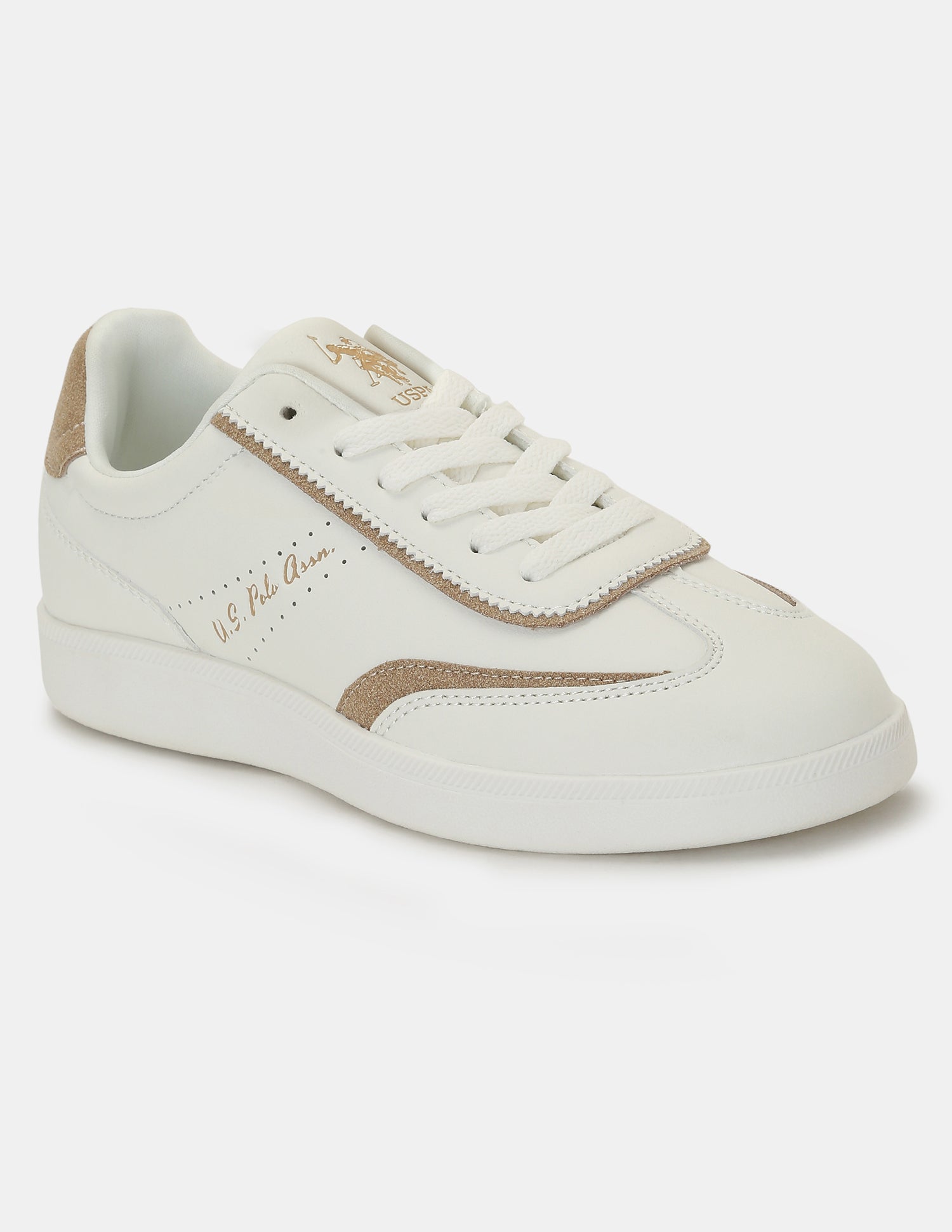 U.S. Polo Assn. Women Renata Round Toe Lace-Ups Sneakers Off White - U.S. POLO ASSN. | Large