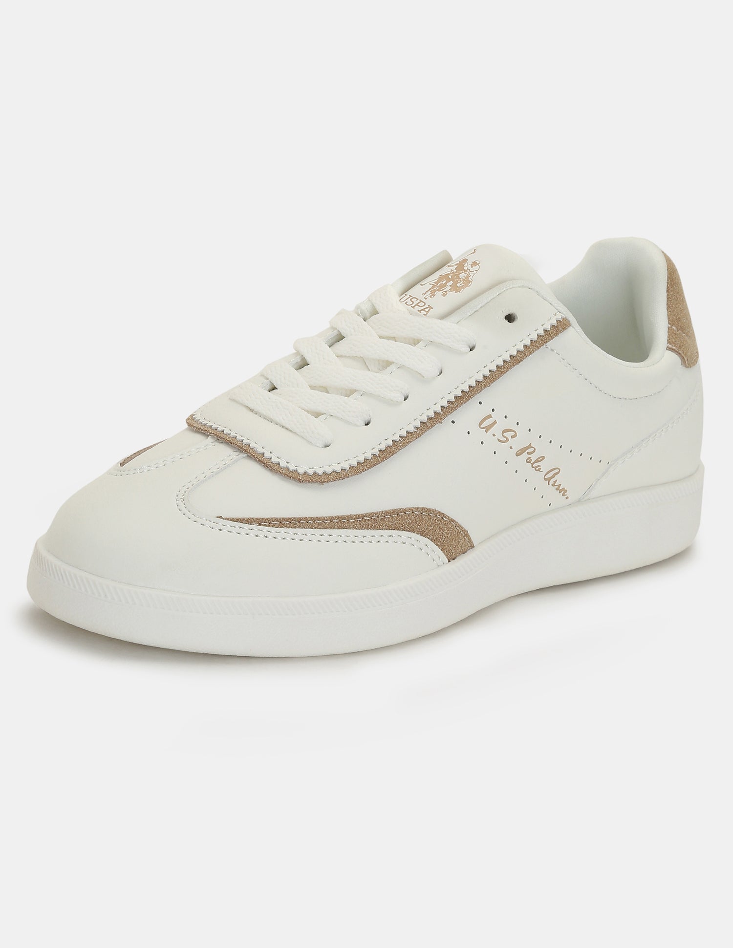 U.S. Polo Assn. Women Renata Round Toe Lace-Ups Sneakers Off White - U.S. POLO ASSN. | Large