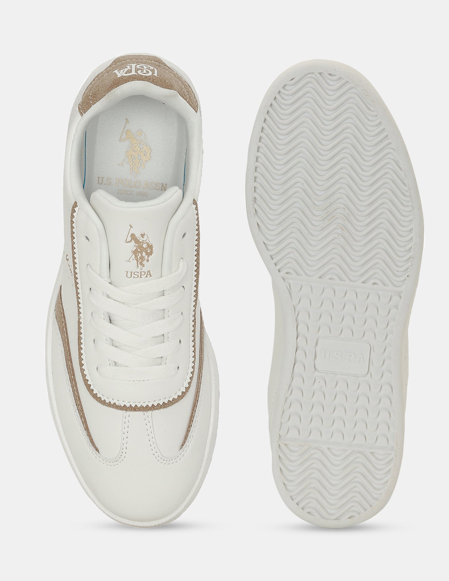 U.S. Polo Assn. Women Renata Round Toe Lace-Ups Sneakers Off White - U.S. POLO ASSN. | Large