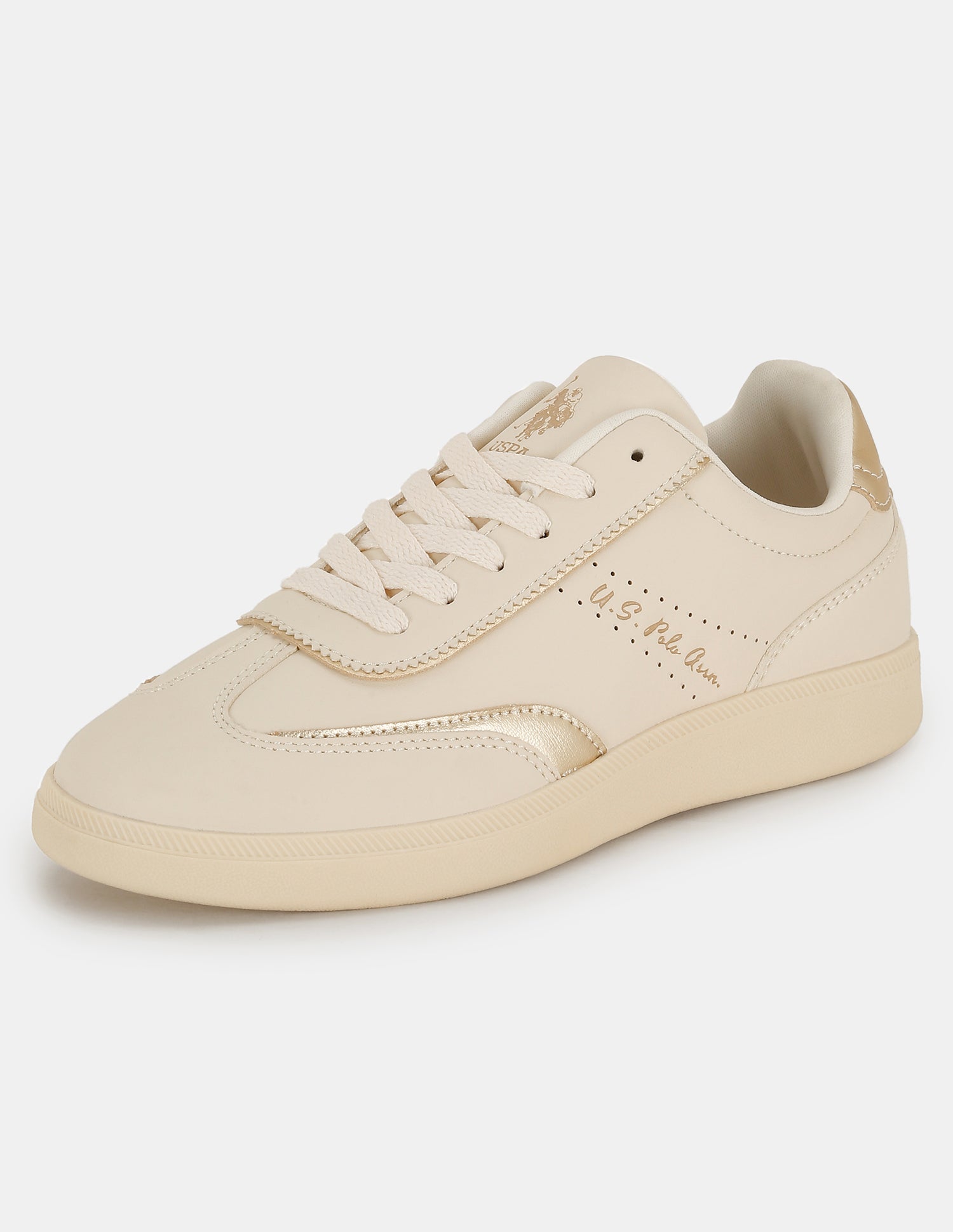 U.S. Polo Assn. Women Renata Round Toe Lace-Ups Sneakers Beige - U.S. POLO ASSN. | Large