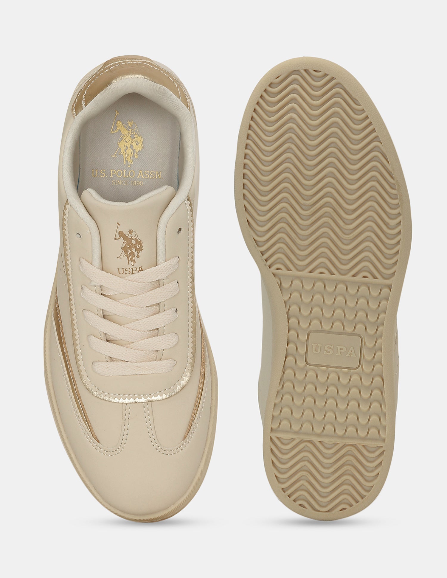 U.S. Polo Assn. Women Renata Round Toe Lace-Ups Sneakers Beige - U.S. POLO ASSN. | Large