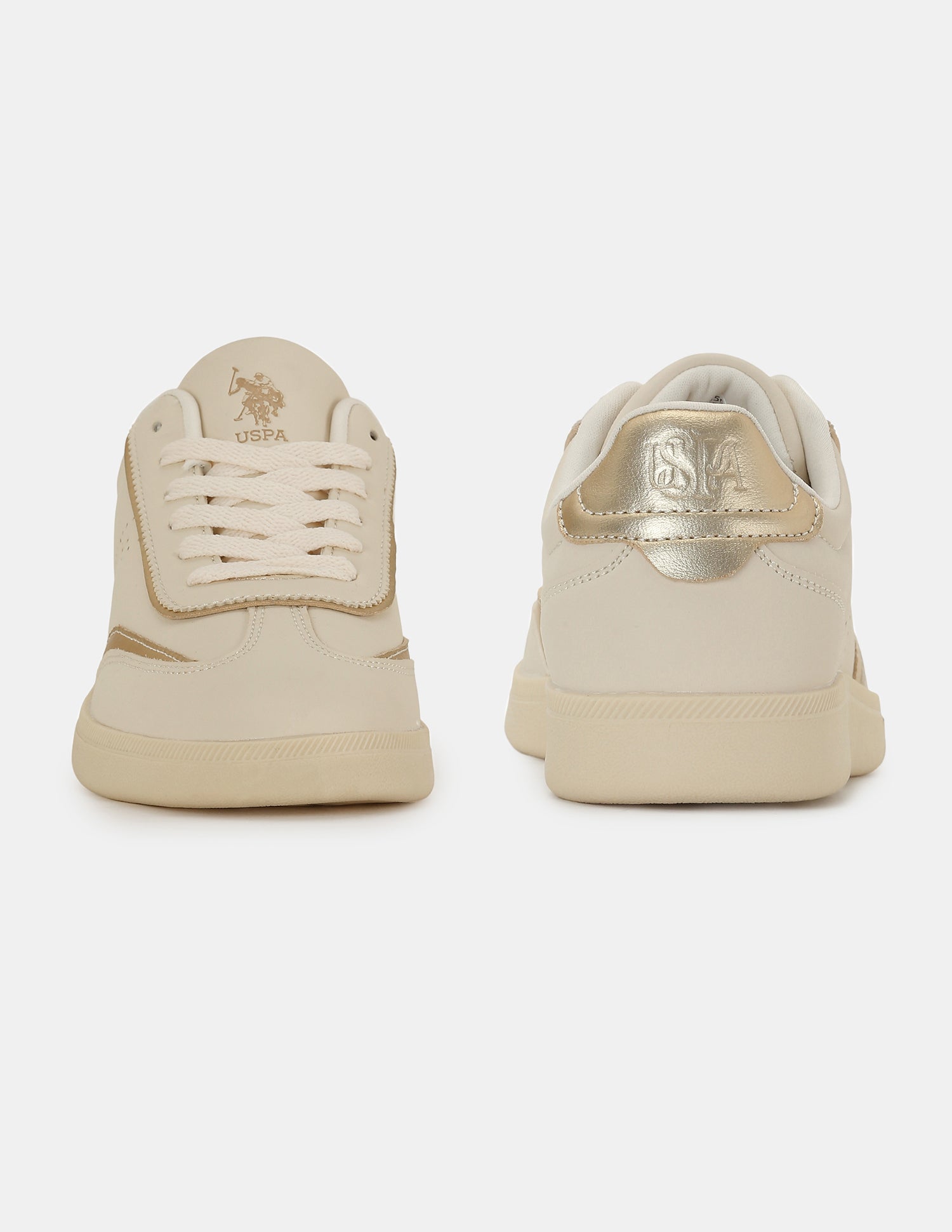 U.S. Polo Assn. Women Renata Round Toe Lace-Ups Sneakers Beige - U.S. POLO ASSN. | Large