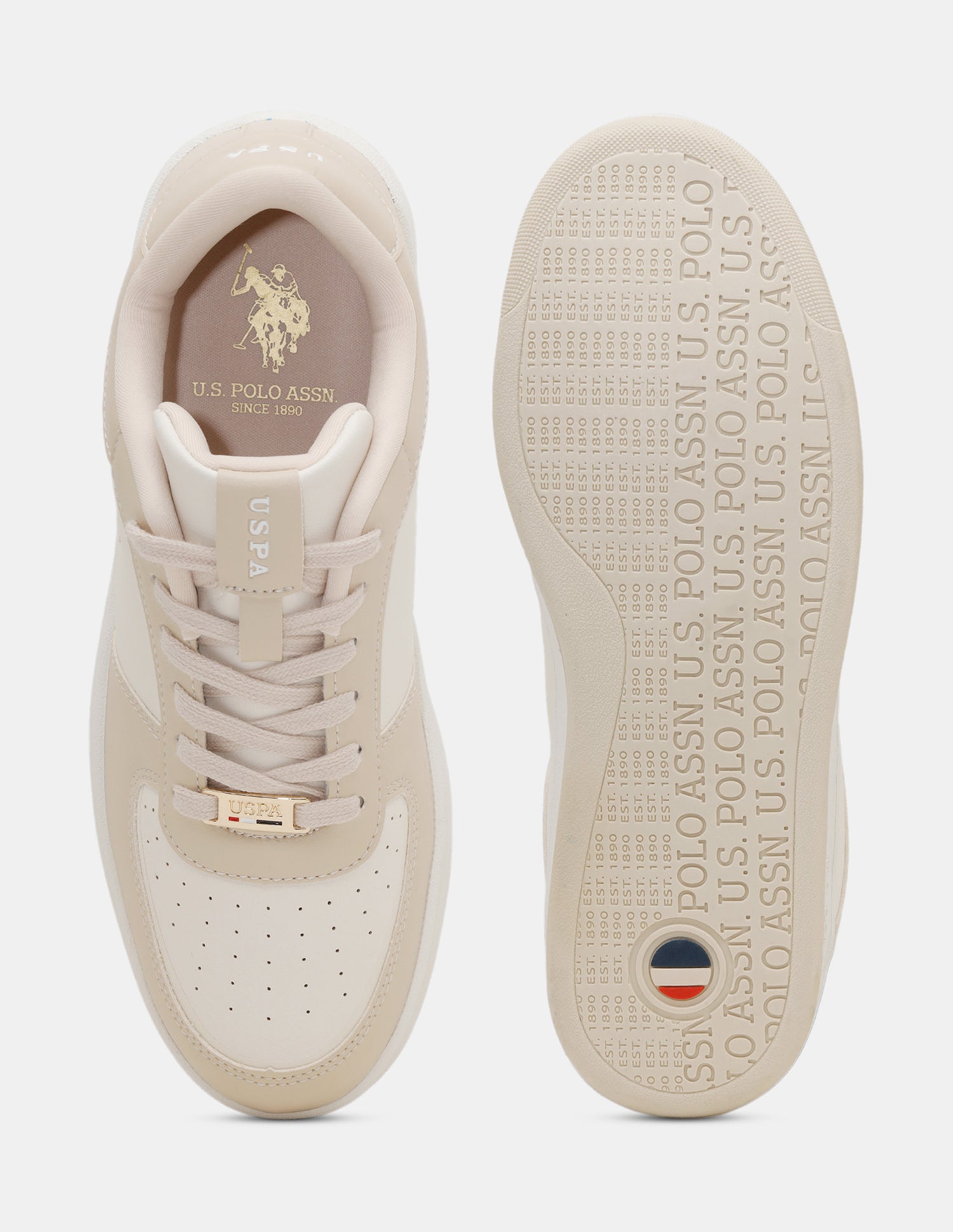 Women Rein 2.0 Round Toe Colourblocked Sneakers Beige - U.S. Polo Assn. India | Large