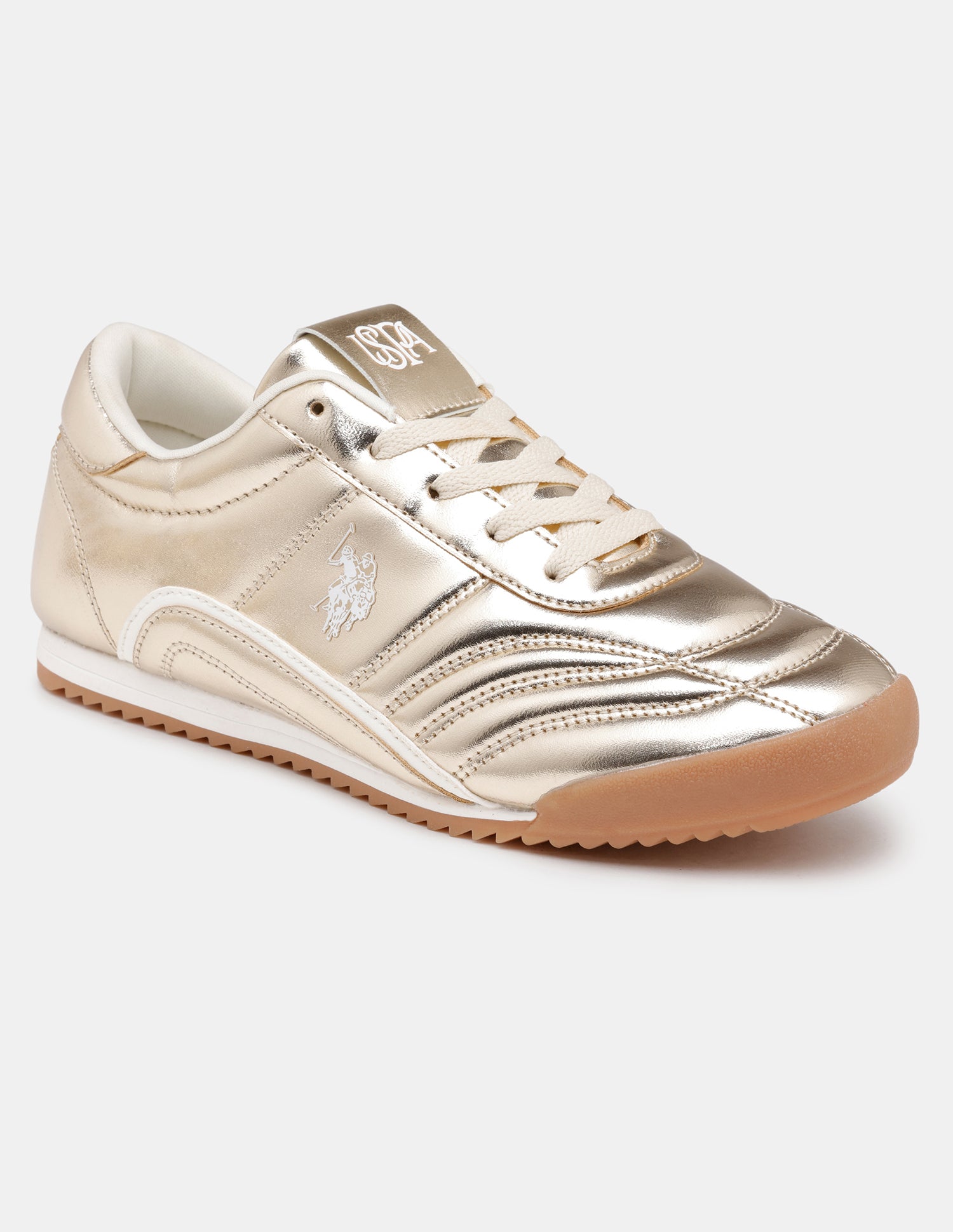 Women Ellery Metallic Lace Ups Sneakers Gold - U.S. POLO ASSN. | Large