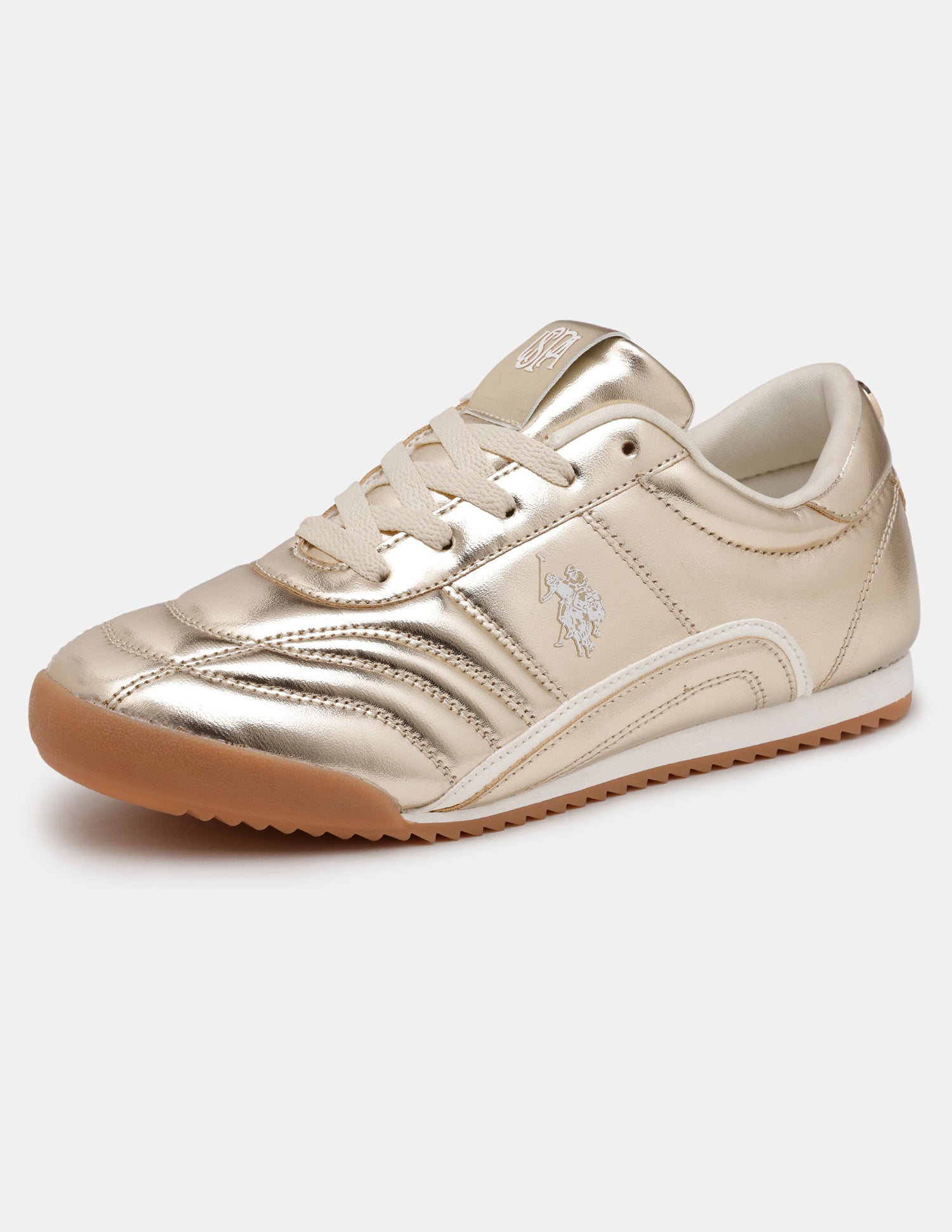 Women Ellery Metallic Lace Ups Sneakers Gold - U.S. POLO ASSN. | Large