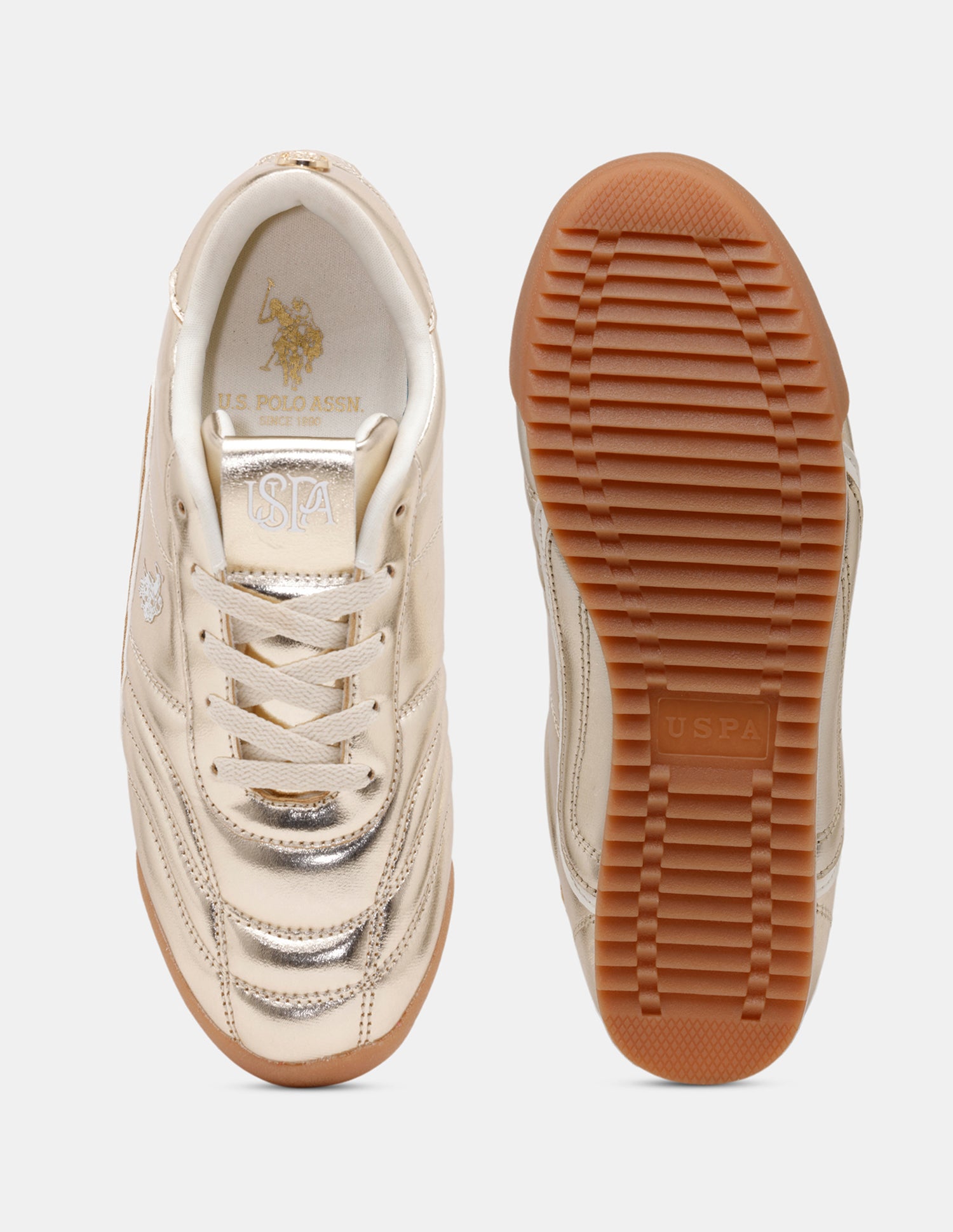 Women Ellery Metallic Lace Ups Sneakers Gold - U.S. POLO ASSN. | Large