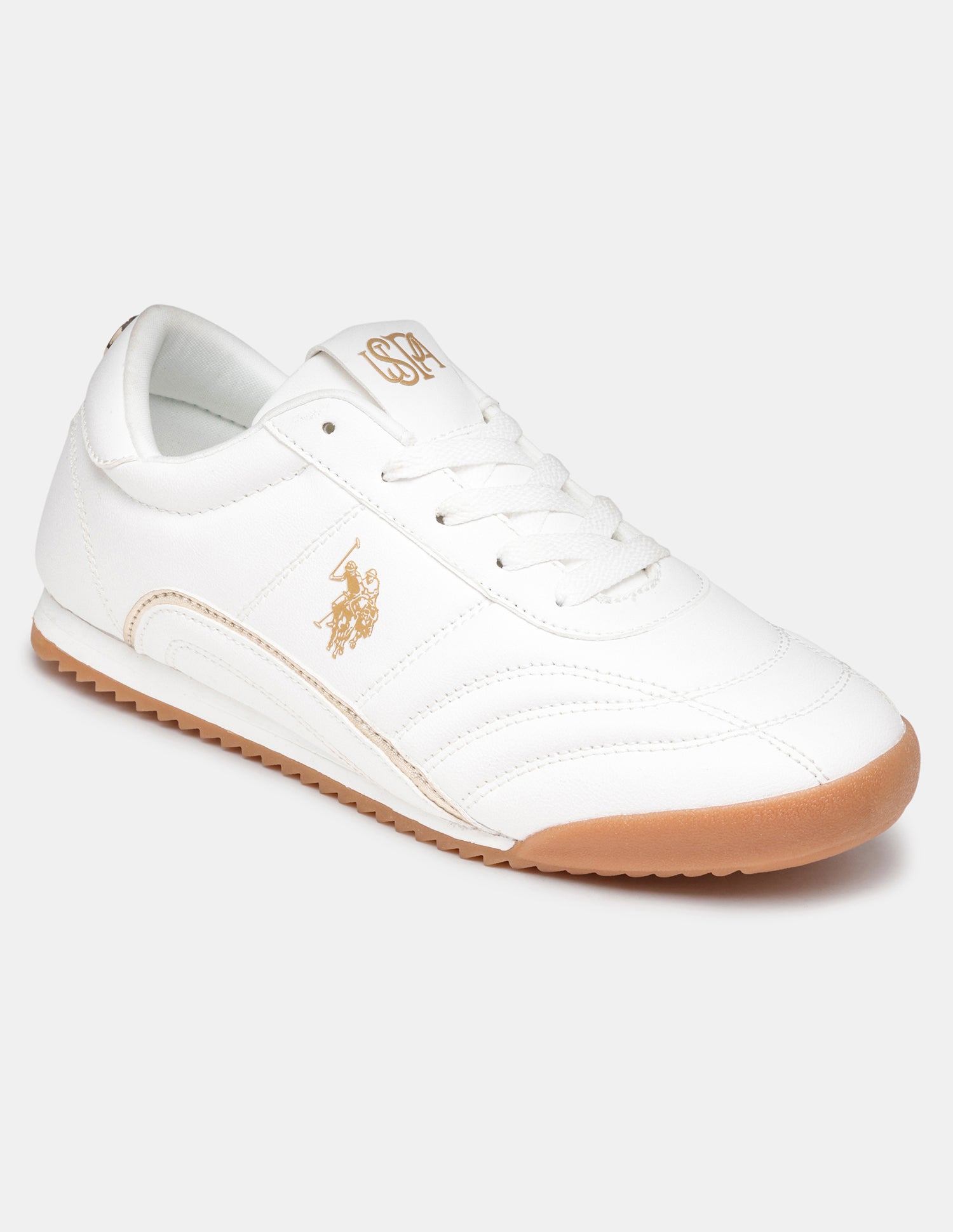 Women Ellery Metallic Lace Ups Sneakers Off White - U.S. POLO ASSN. | Large