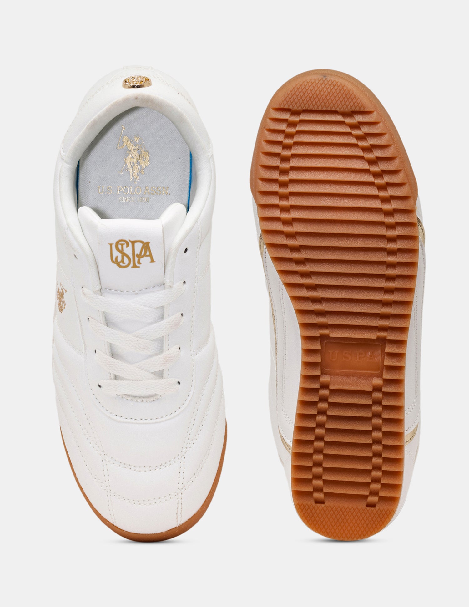 Women Ellery Metallic Lace Ups Sneakers Off White - U.S. POLO ASSN. | Large