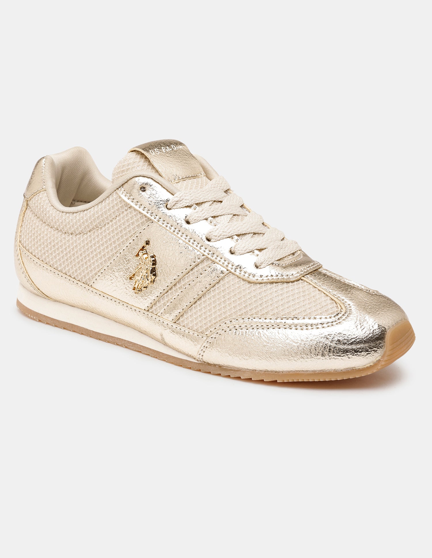 Women Reverie Textured Round Toe Sneakers Gold - U.S. POLO ASSN. | Large