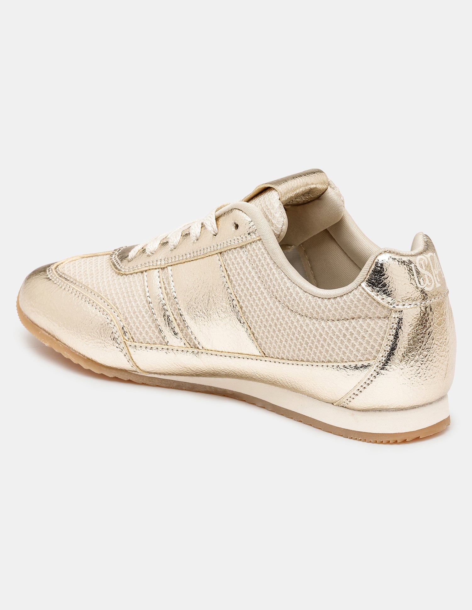 Women Reverie Textured Round Toe Sneakers Gold - U.S. POLO ASSN. | Large