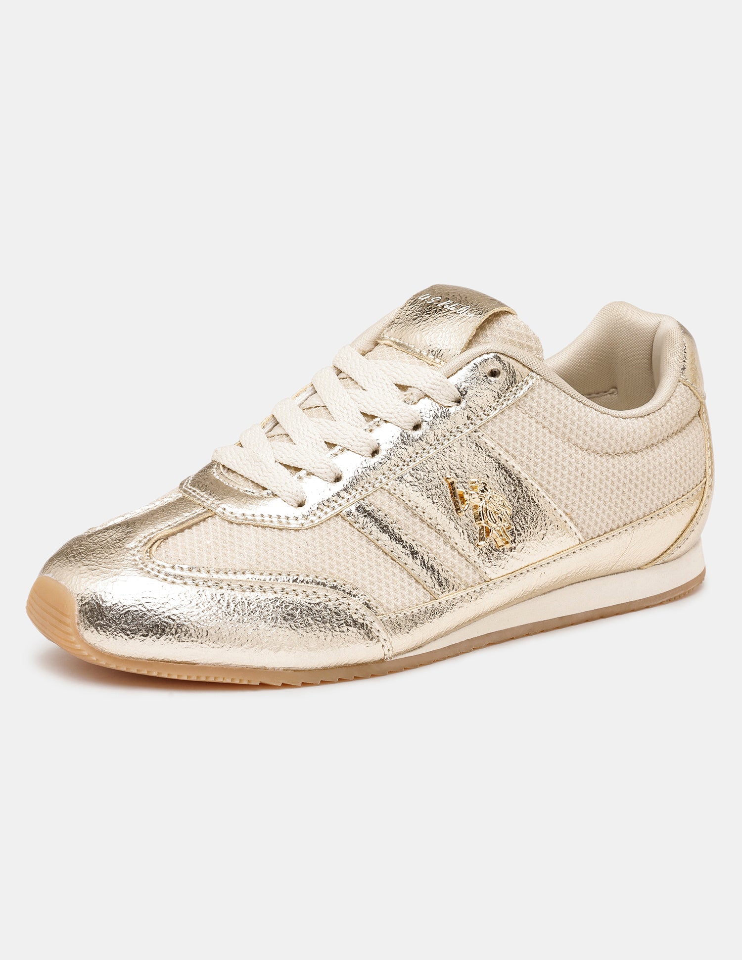 Women Reverie Textured Round Toe Sneakers Gold - U.S. POLO ASSN. | Large