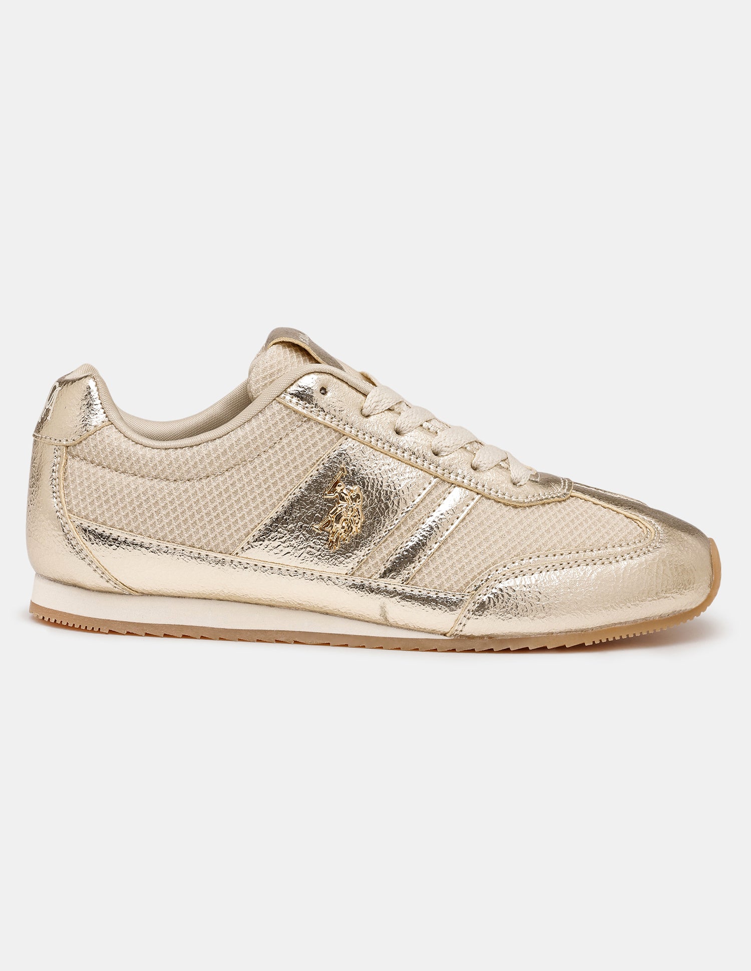 Women Reverie Textured Round Toe Sneakers Gold - U.S. POLO ASSN. | Large