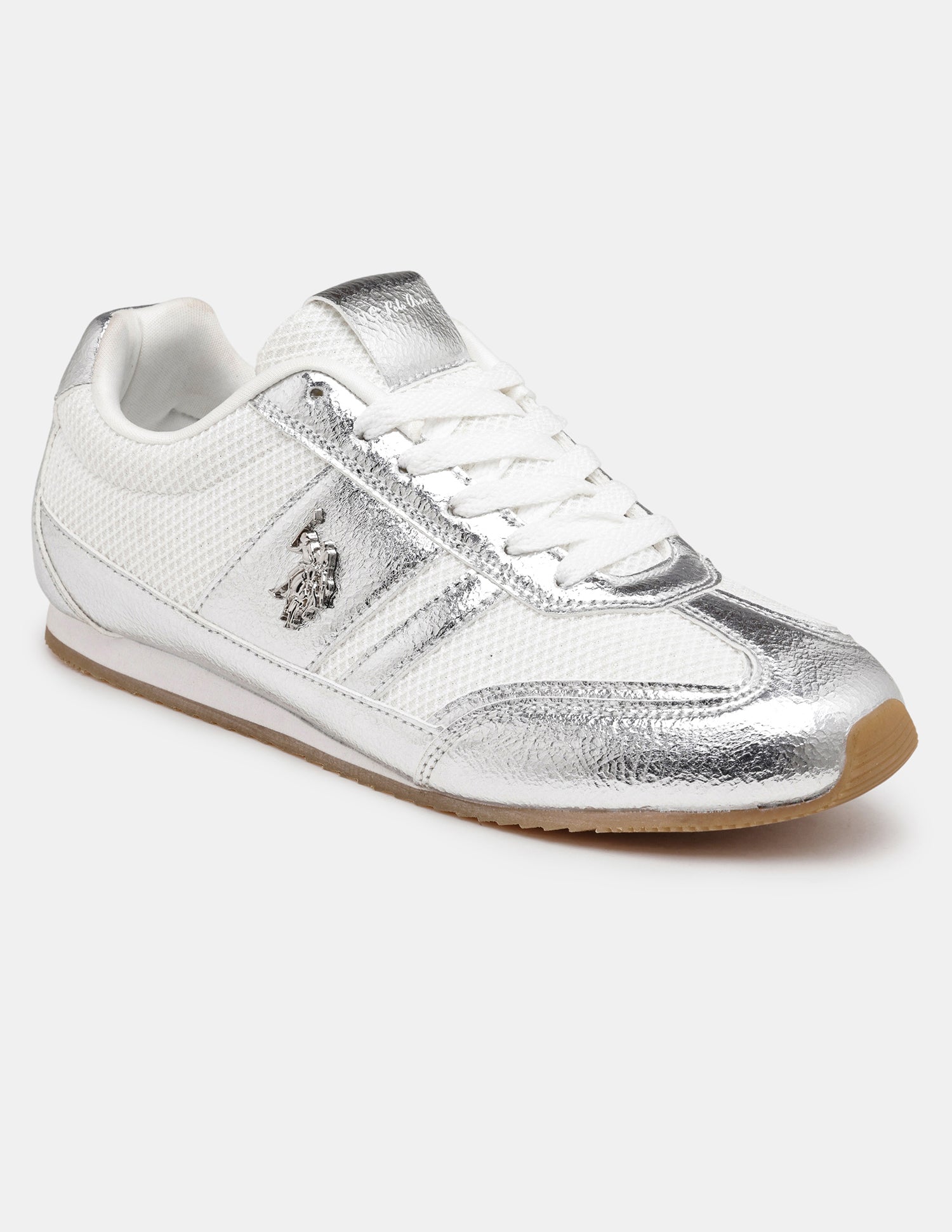 Women Reverie Textured Round Toe Sneakers Silver - U.S. POLO ASSN. | Large