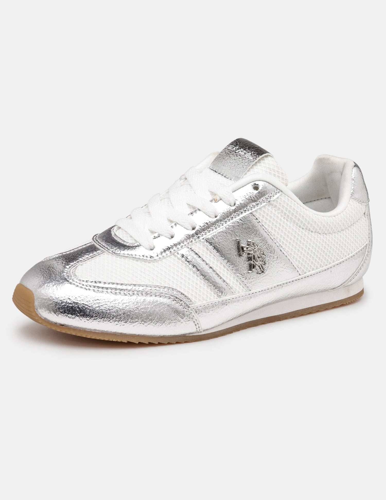 Women Reverie Textured Round Toe Sneakers Silver - U.S. POLO ASSN. | Large