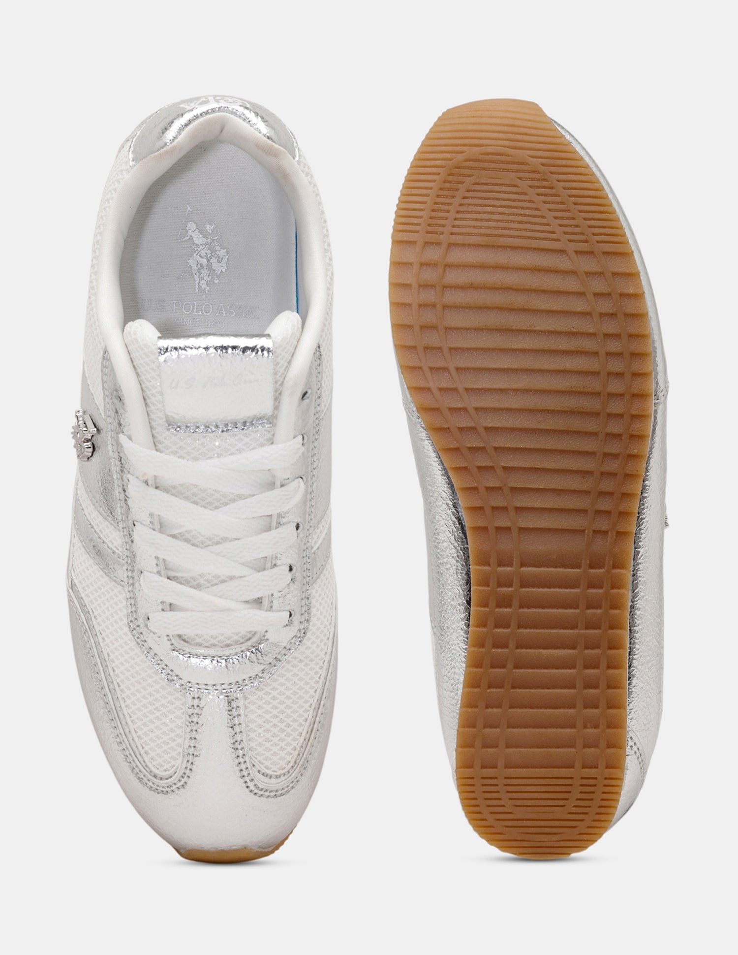 Women Reverie Textured Round Toe Sneakers Silver - U.S. POLO ASSN. | Large