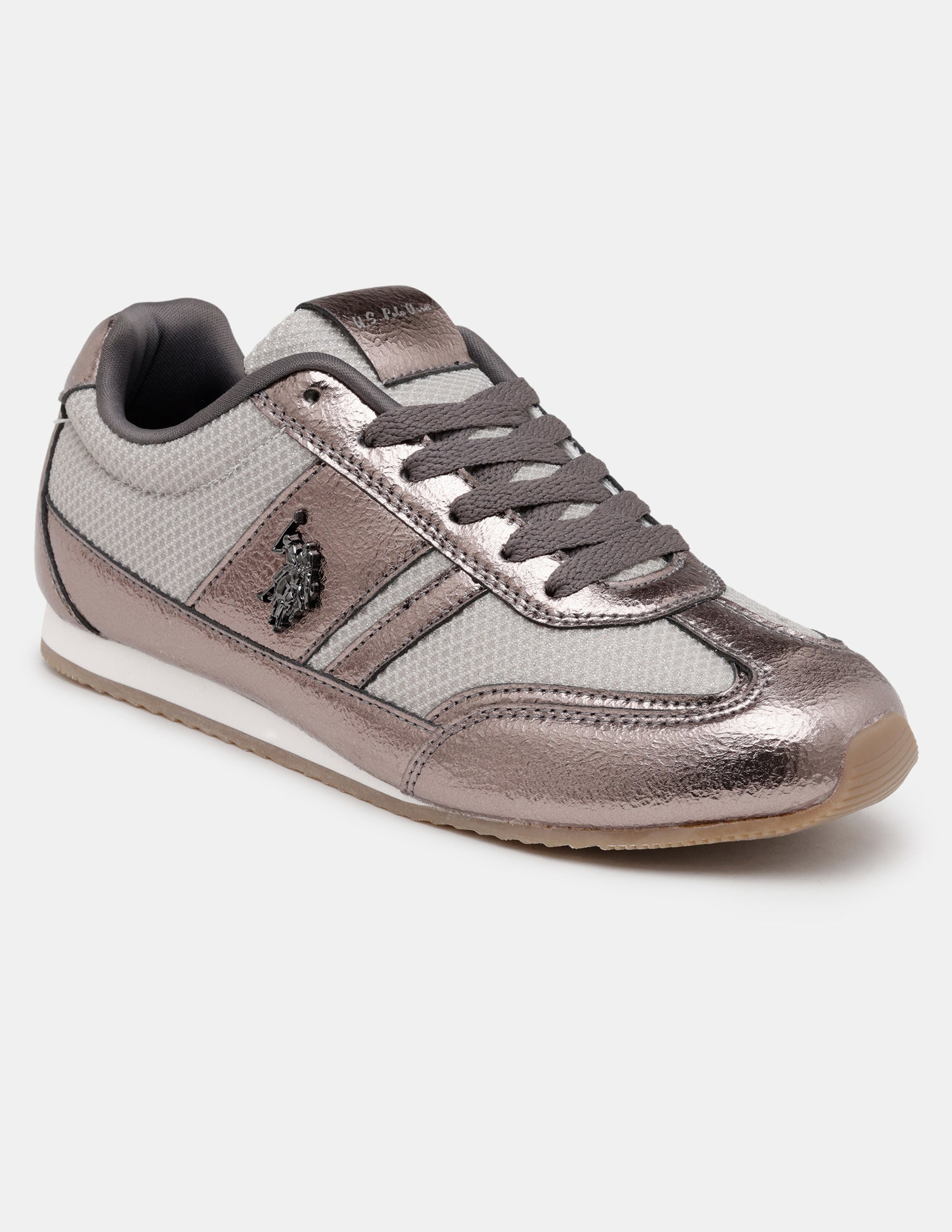 Women Reverie Textured Round Toe Sneakers Grey - U.S. POLO ASSN. | Large