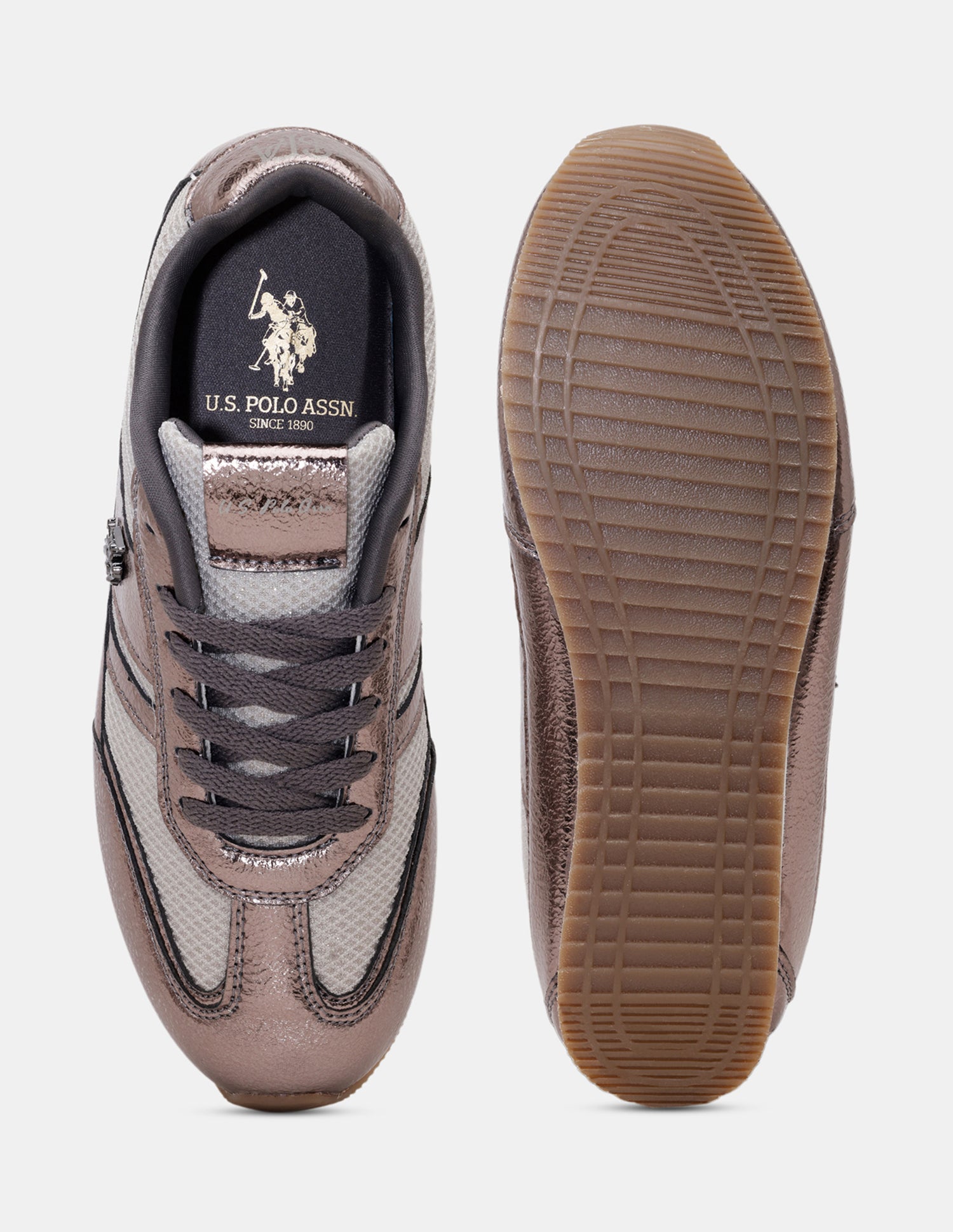 Women Reverie Textured Round Toe Sneakers Grey - U.S. POLO ASSN. | Large