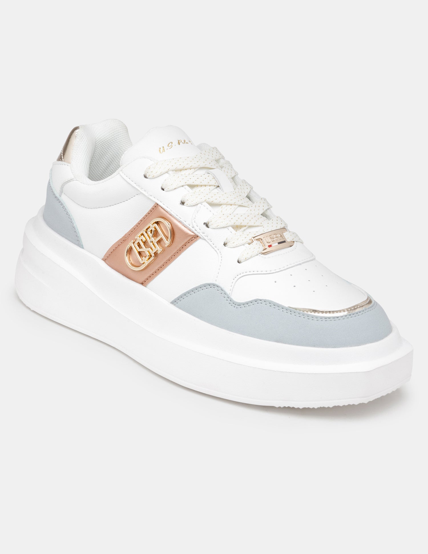 Women Winslet Colourblocked Lace Ups Sneakers Off White - U.S. POLO ASSN. | Large