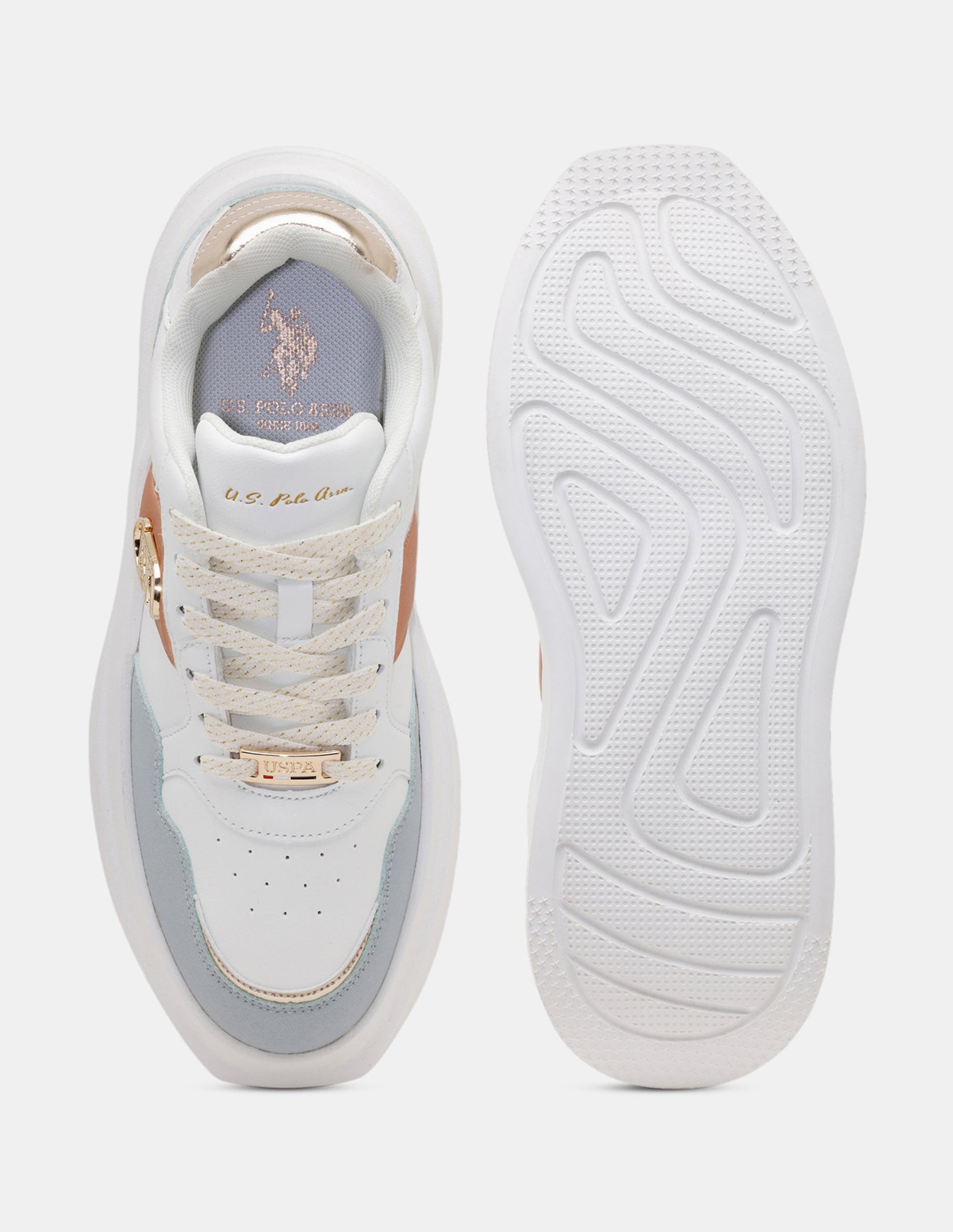 Women Winslet Colourblocked Lace Ups Sneakers Off White - U.S. POLO ASSN. | Large