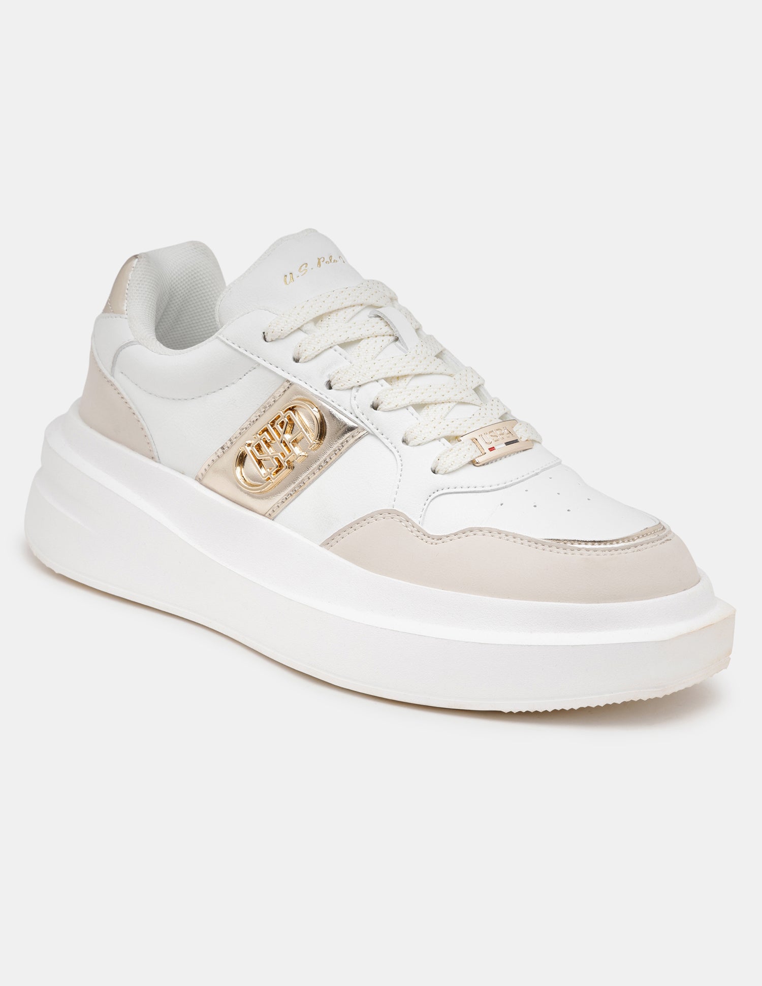 Women Winslet Colourblocked Lace Ups Sneakers Beige - U.S. POLO ASSN. | Large