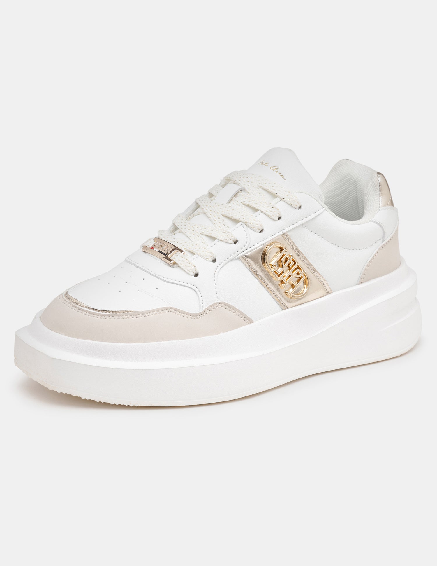 Women Winslet Colourblocked Lace Ups Sneakers Beige - U.S. POLO ASSN. | Large