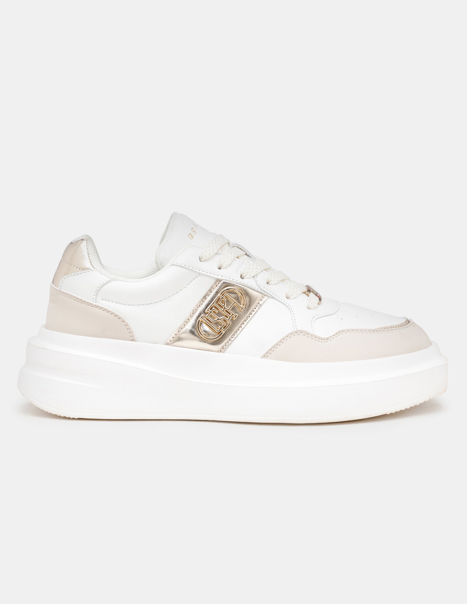 Women Winslet Colourblocked Lace Ups Sneakers Beige - U.S. POLO ASSN. | Large