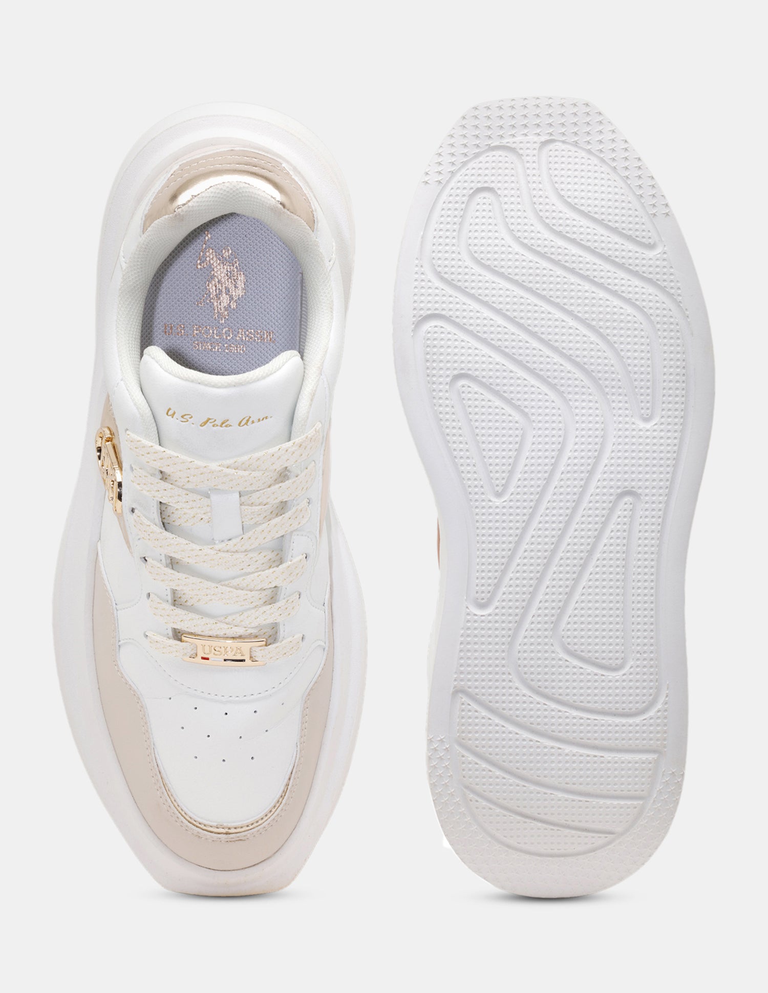 Women Winslet Colourblocked Lace Ups Sneakers Beige - U.S. POLO ASSN. | Large