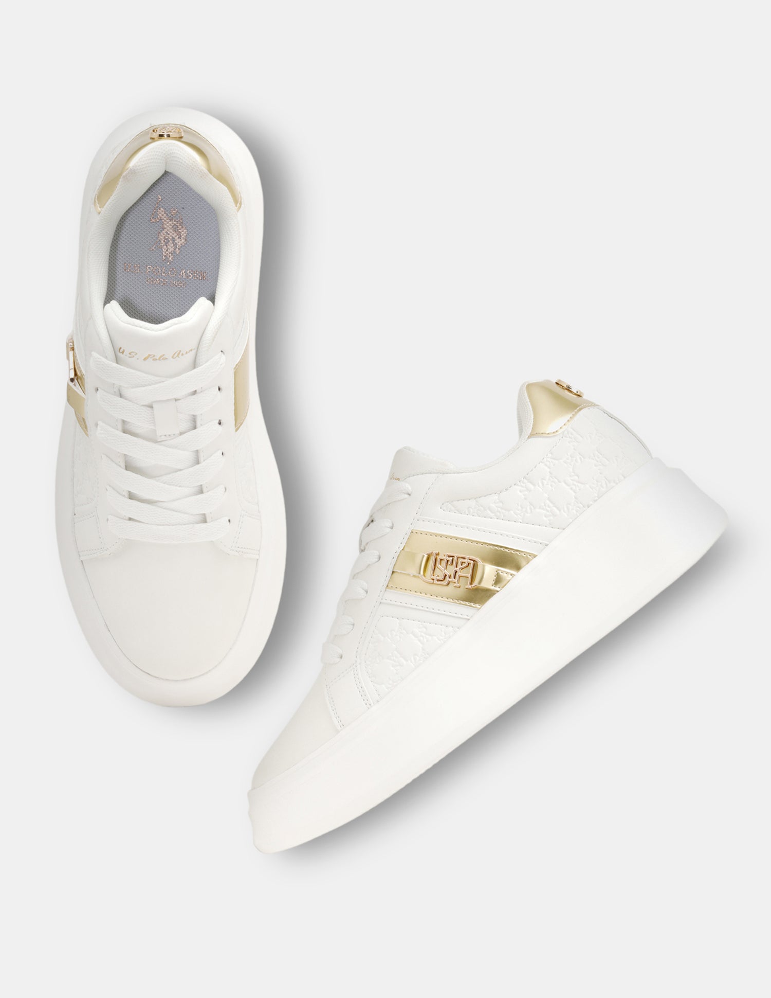 Women Brand Embossed Lace-Ups Elowen Sneakers