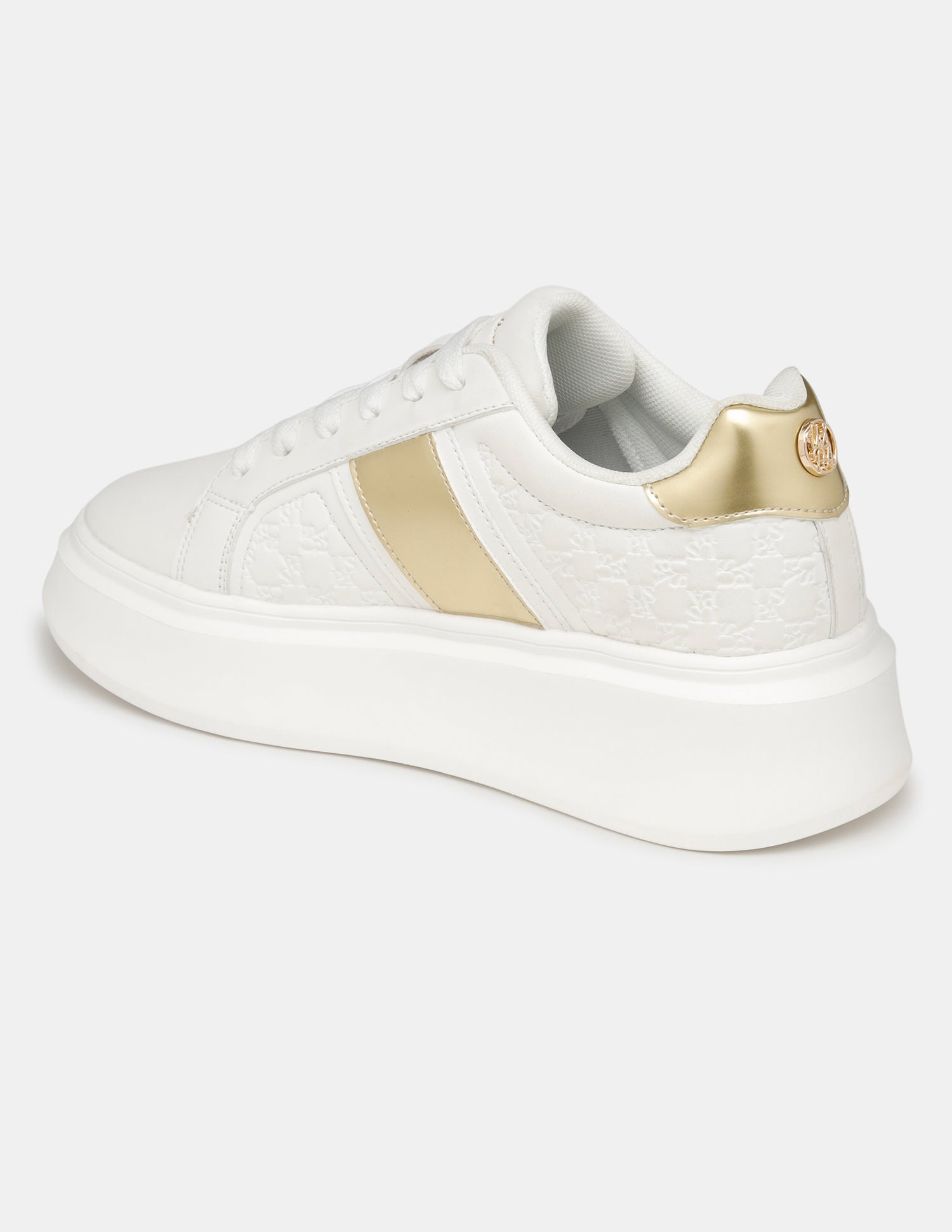 Women Brand Embossed Lace-Ups Elowen Sneakers Off White - U.S. Polo Assn. India | Large