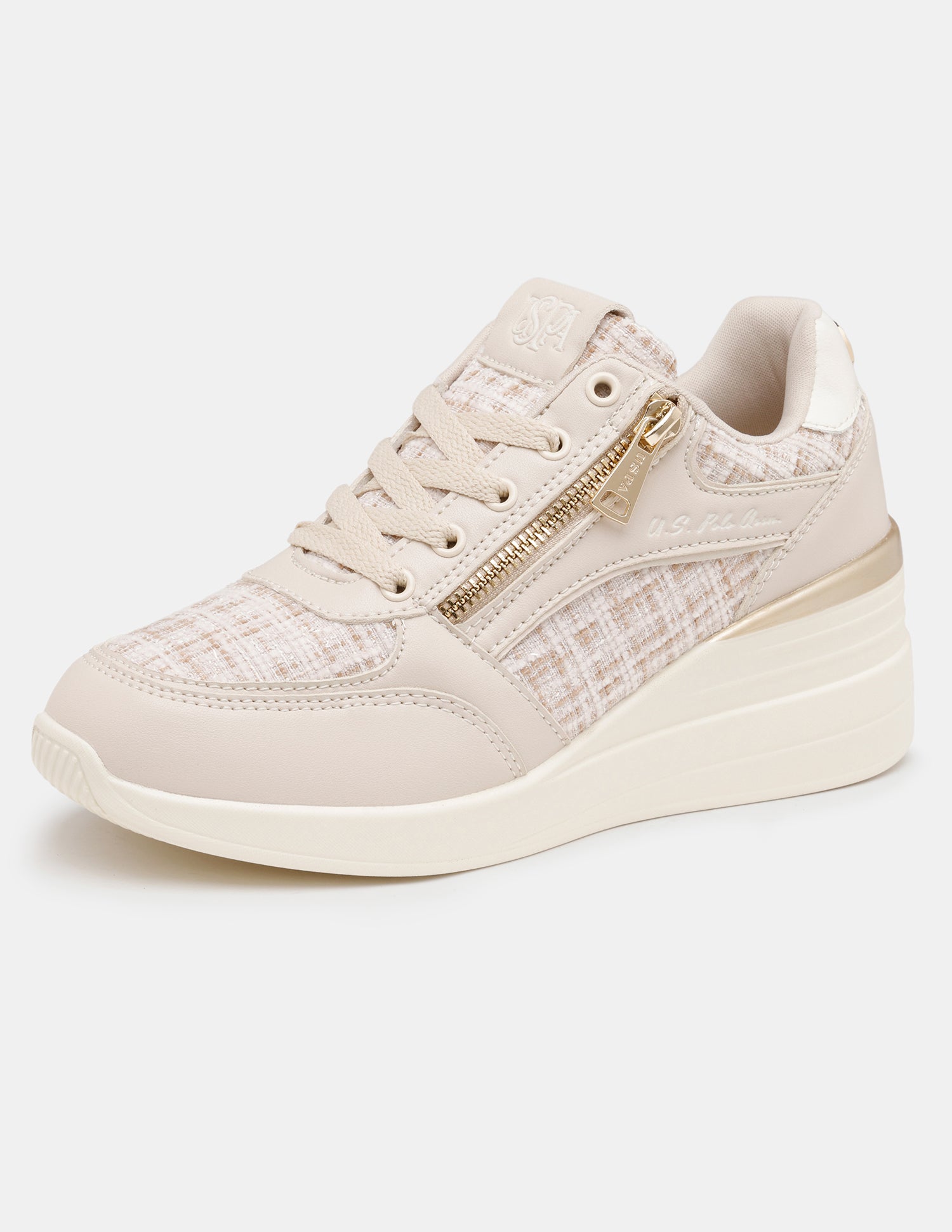 Women Liora Round Toe Textured Sneakers Beige - U.S. POLO ASSN. | Large