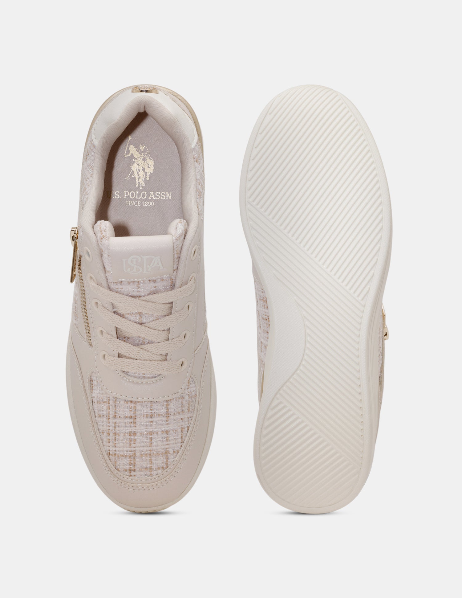 Women Liora Round Toe Textured Sneakers Beige - U.S. POLO ASSN. | Large